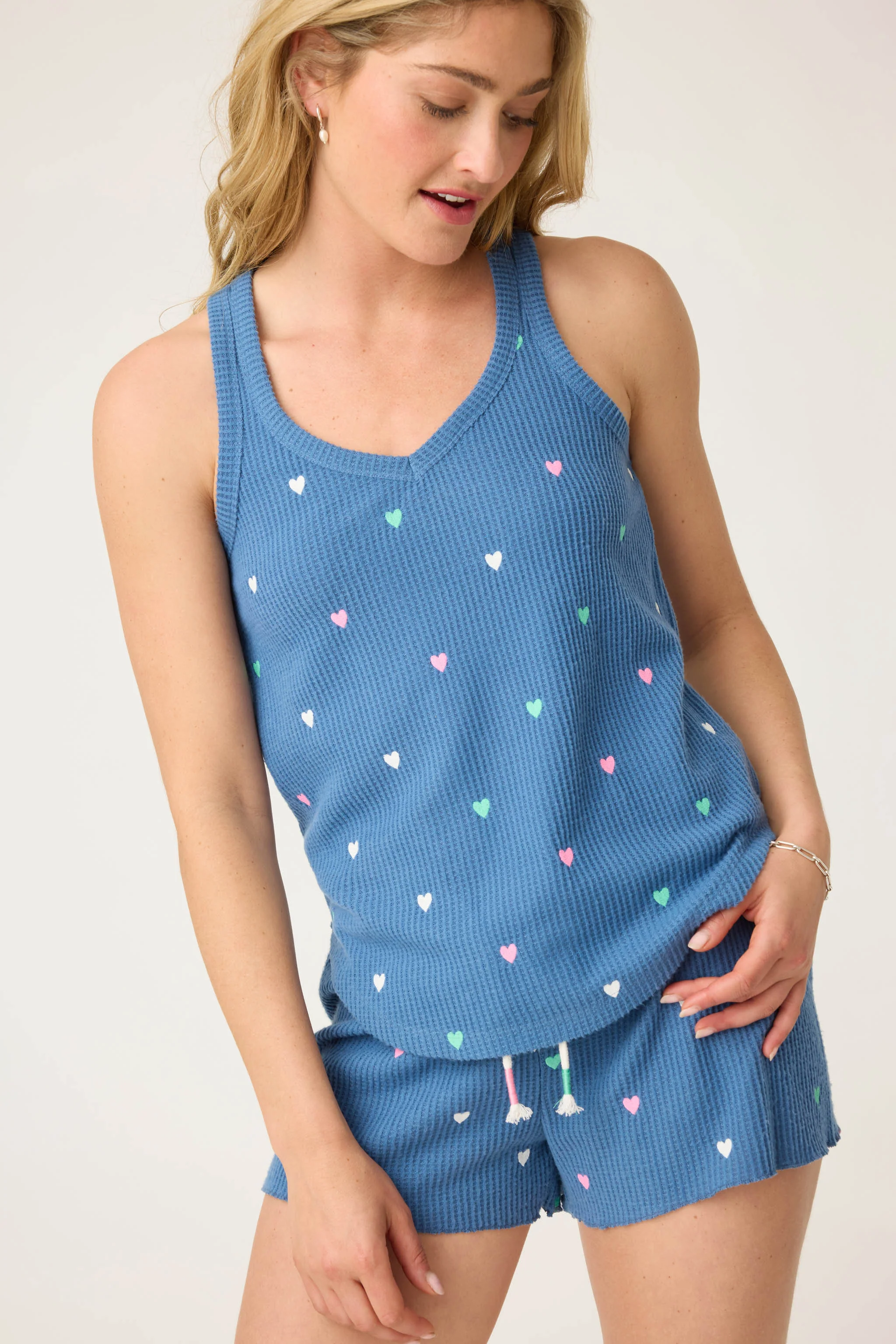 Love Club Tank Top with Embroidered Hearts