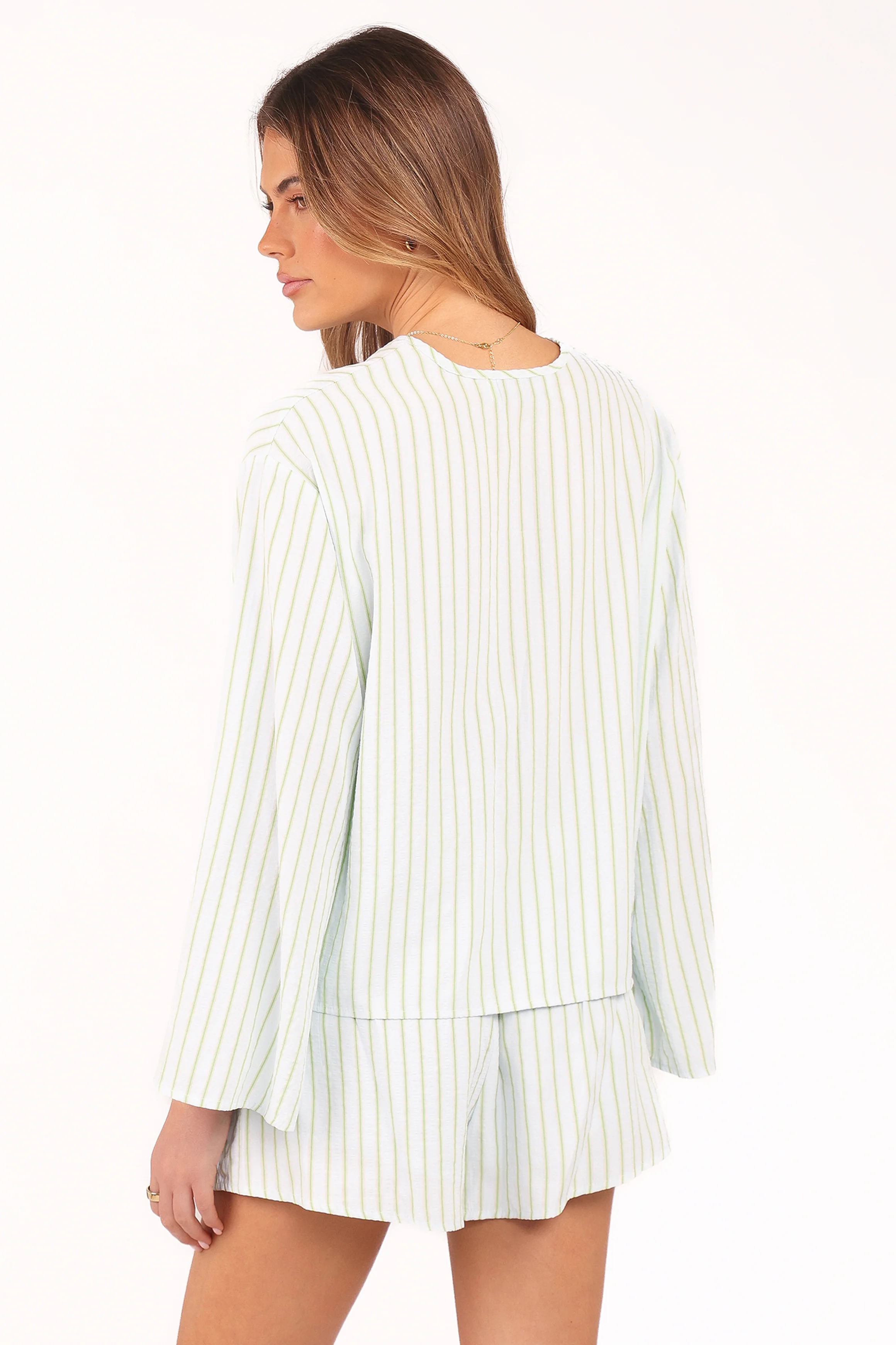 Flynn Short Set - Green Blue Stripe