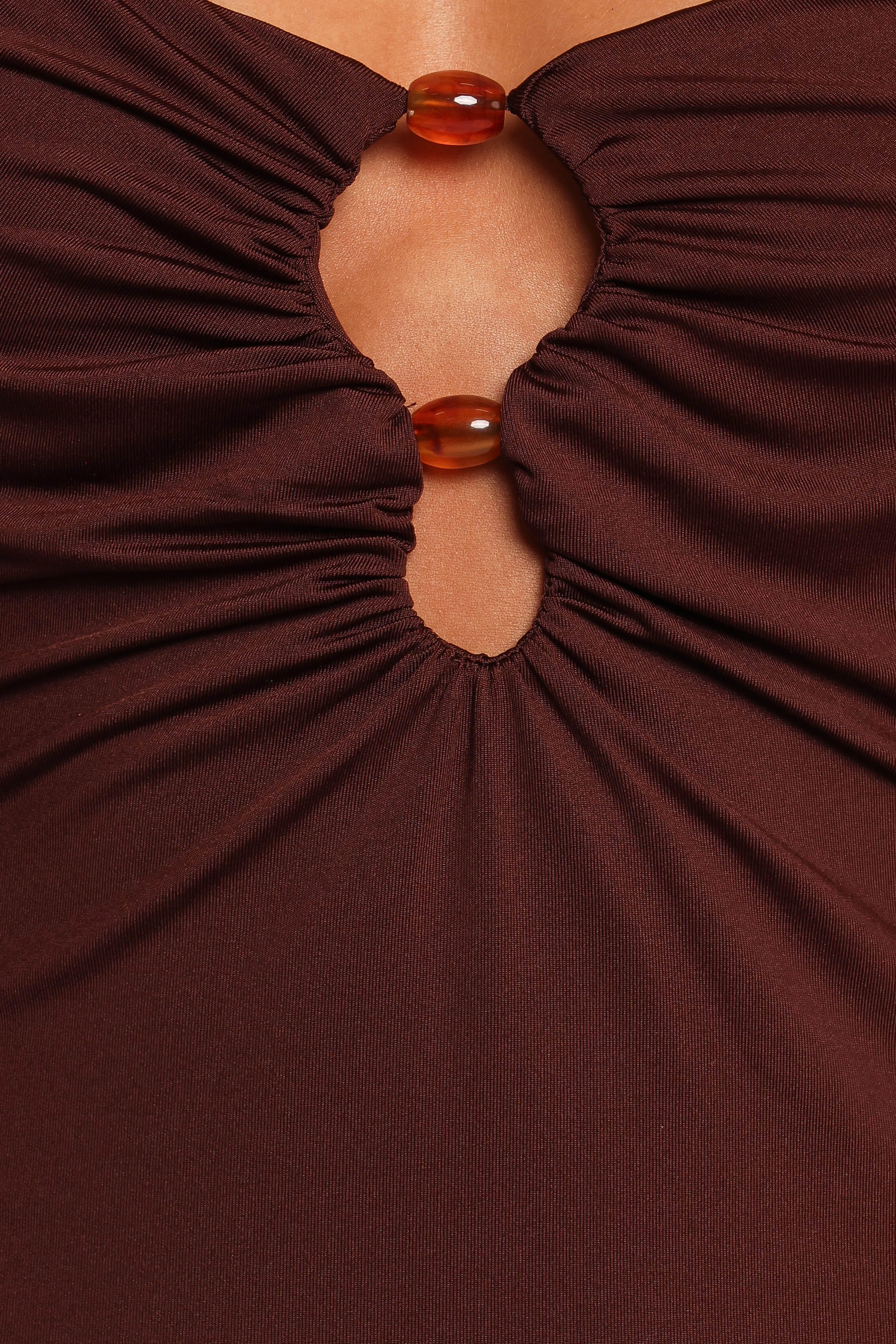 Ashy Midi Dress - Brown