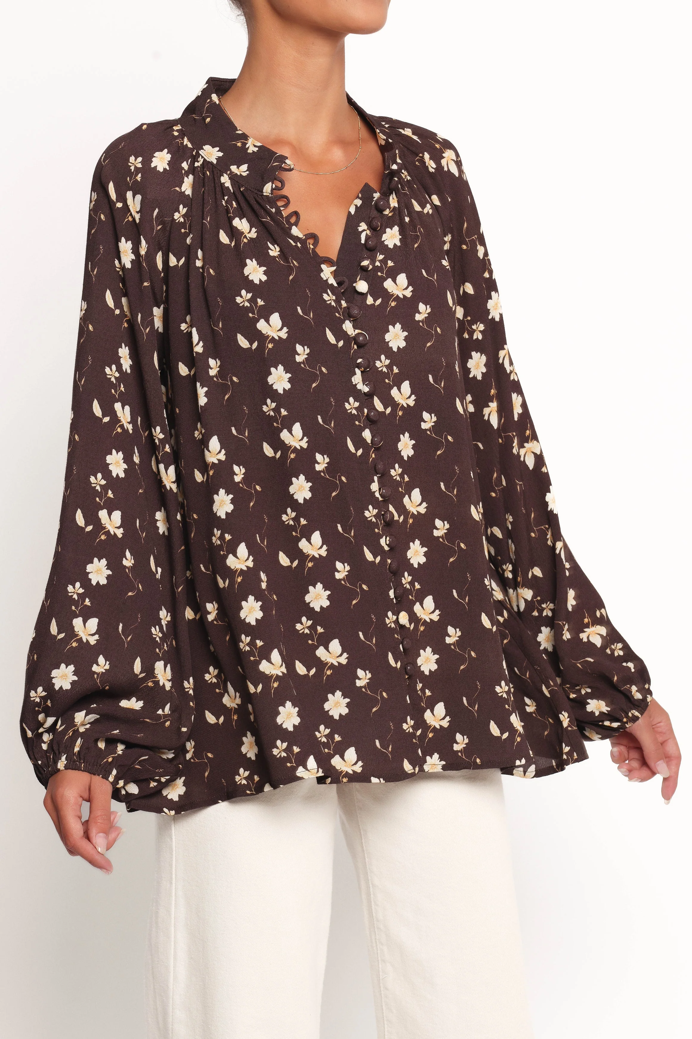 Marni Top - Brown Ditsy
