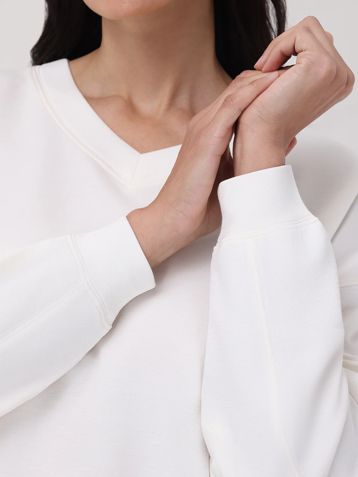 V-Neck Crop Sweatshirt