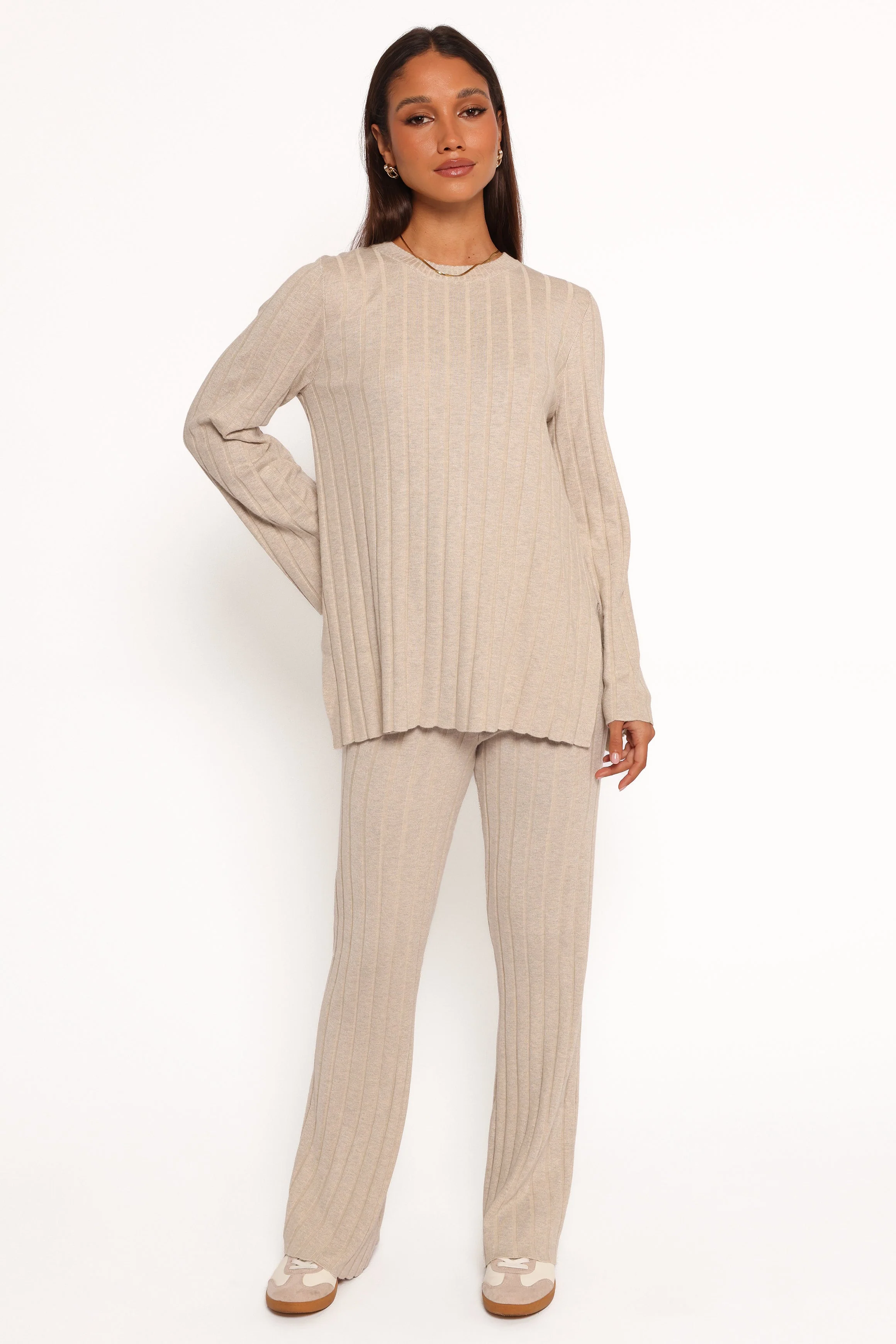 Silvie Long Sleeve Knitted Set - Oatmeal