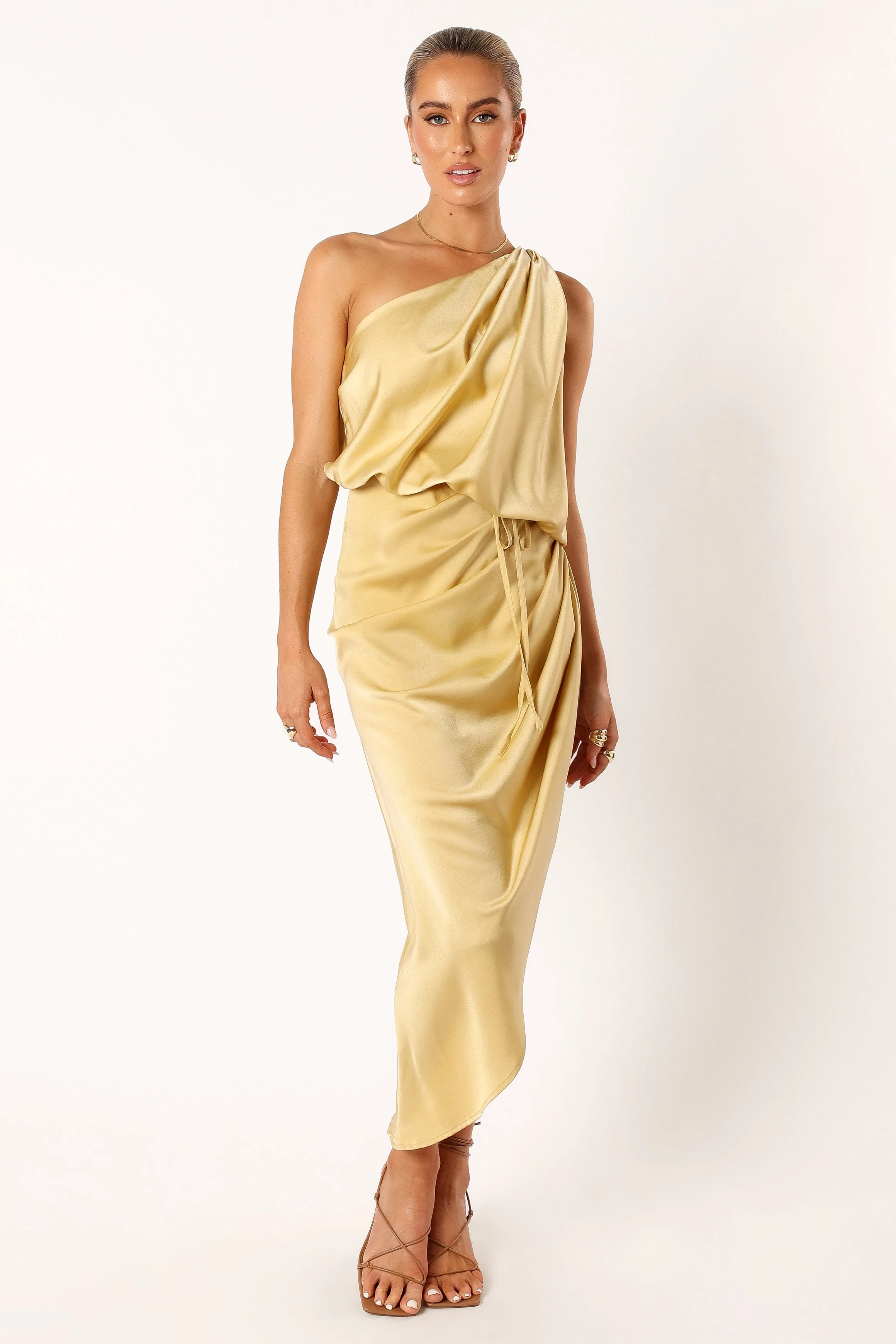 Sonny One Shoulder Midi Dress - Mustard