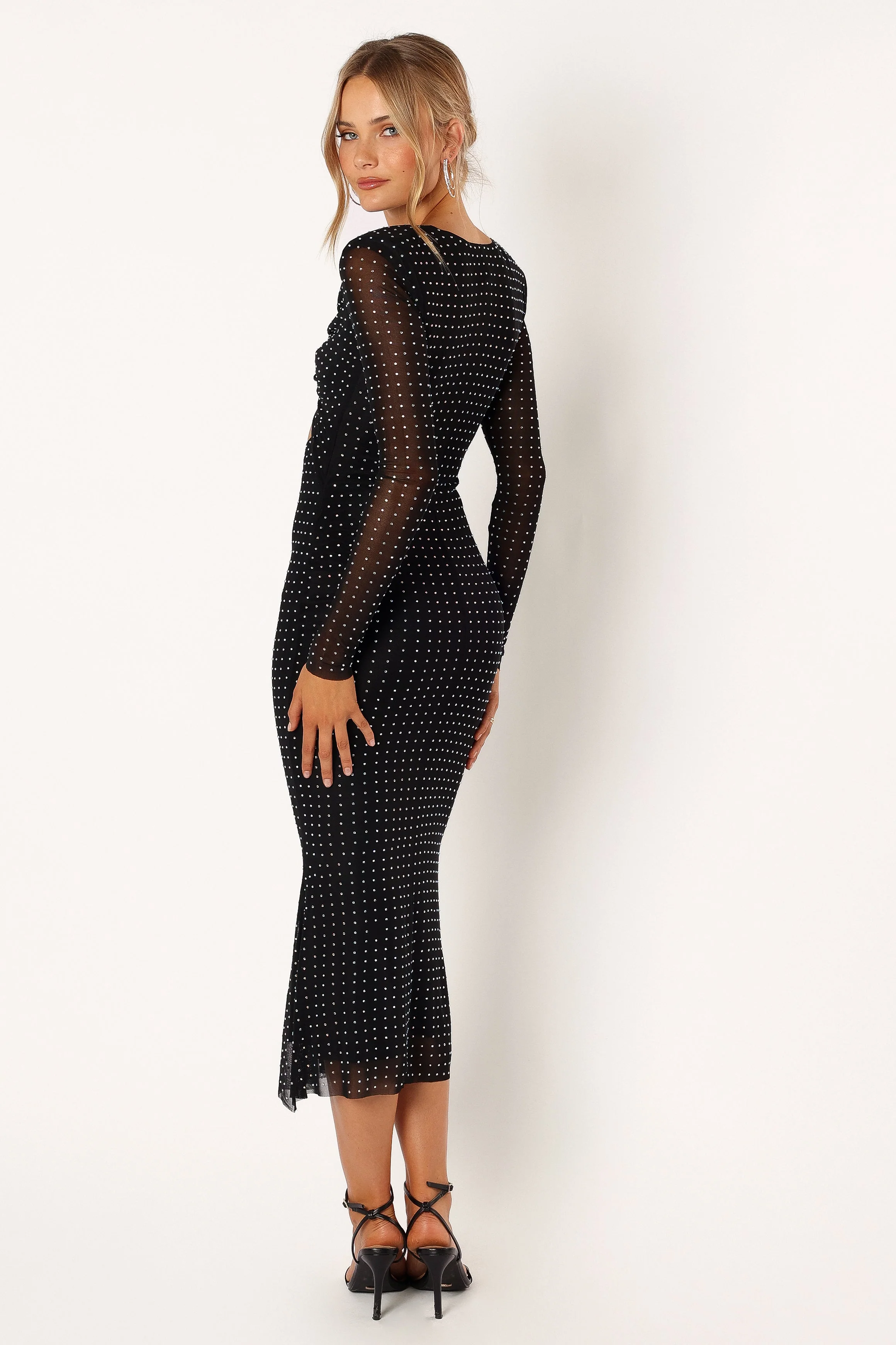 Salvatore Long Sleeve Midi Dress - Black