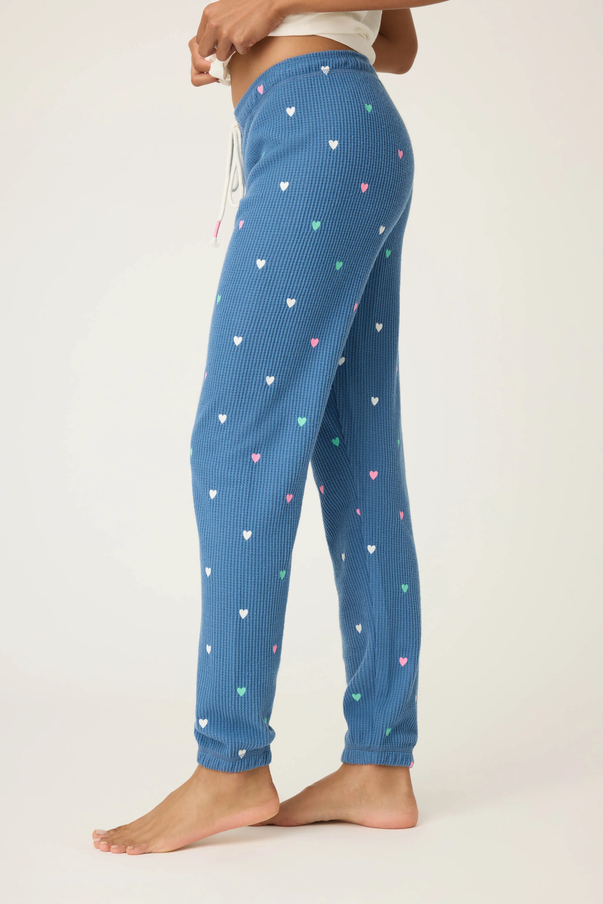 Love Club Banded Lounge Pants with Embroidered Hearts