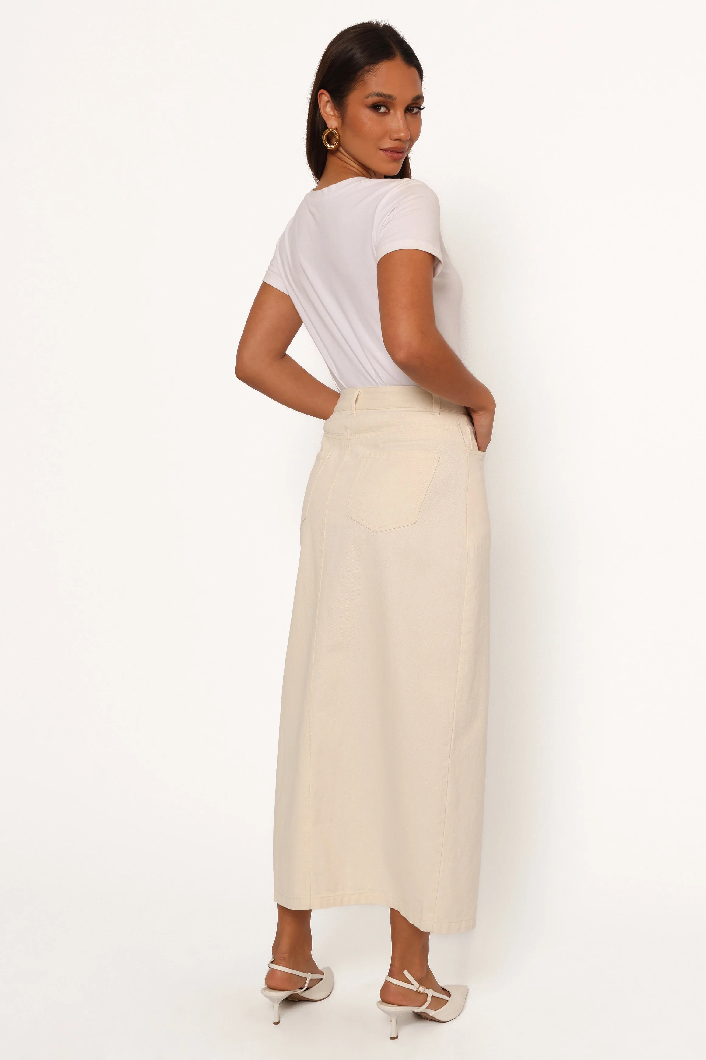 Kellen Corduroy Midi Skirt - Cream