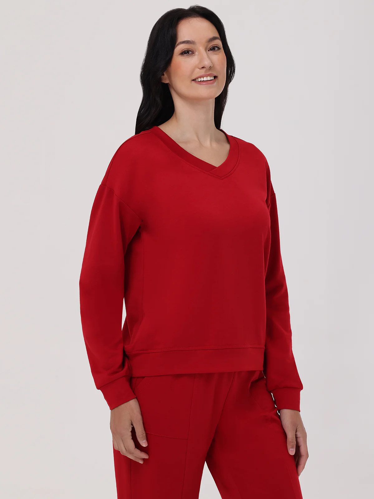 French Terry V-Neck Sweatshirt