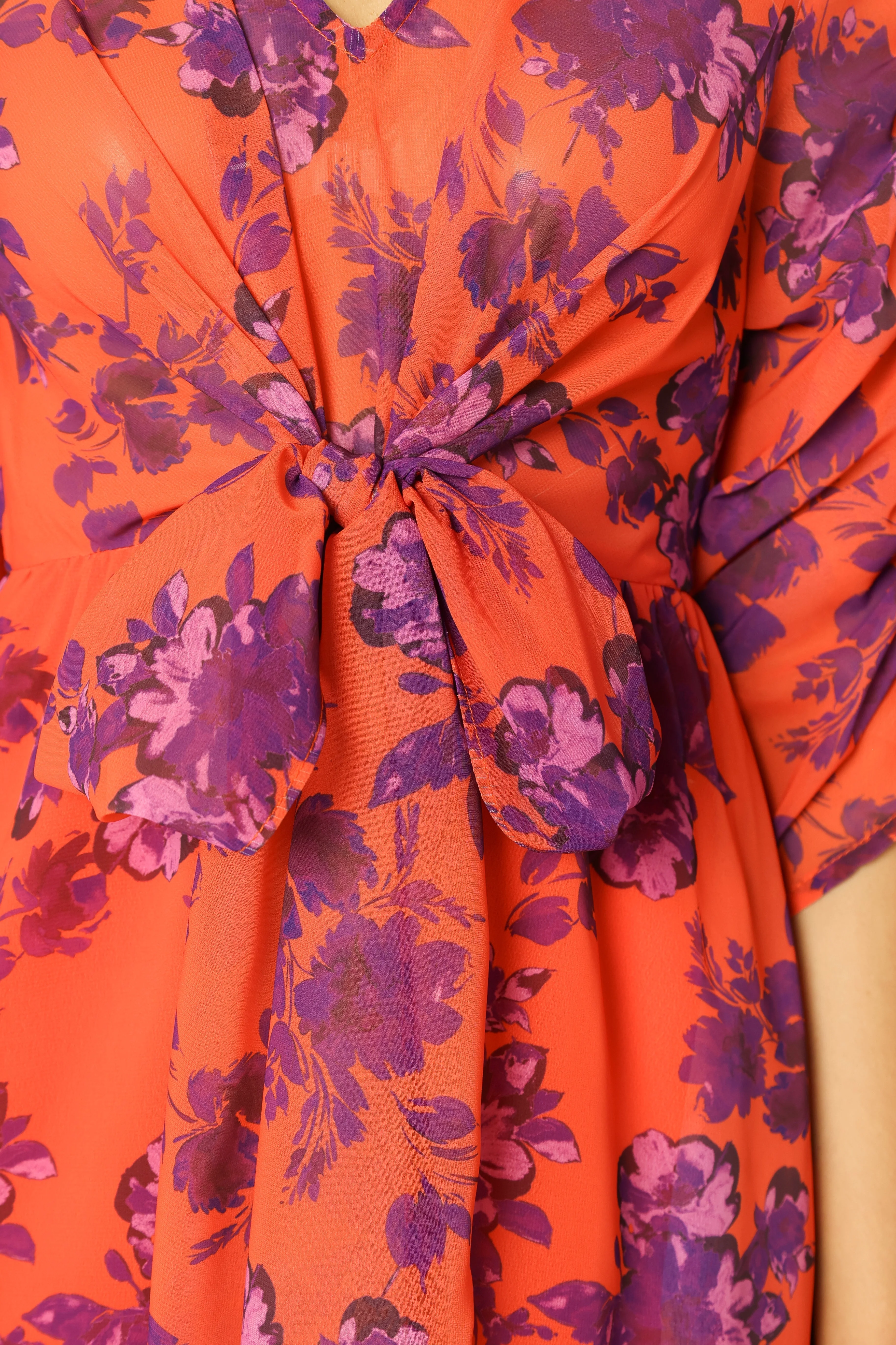 Hallie Midi Floral Dress - Red Wine