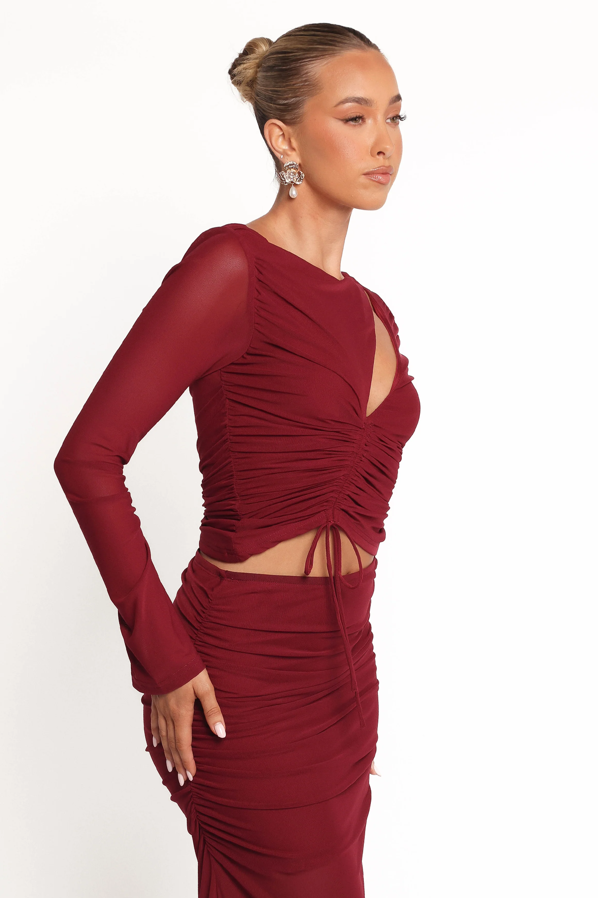 Wella Ruched Knit Top - Berry