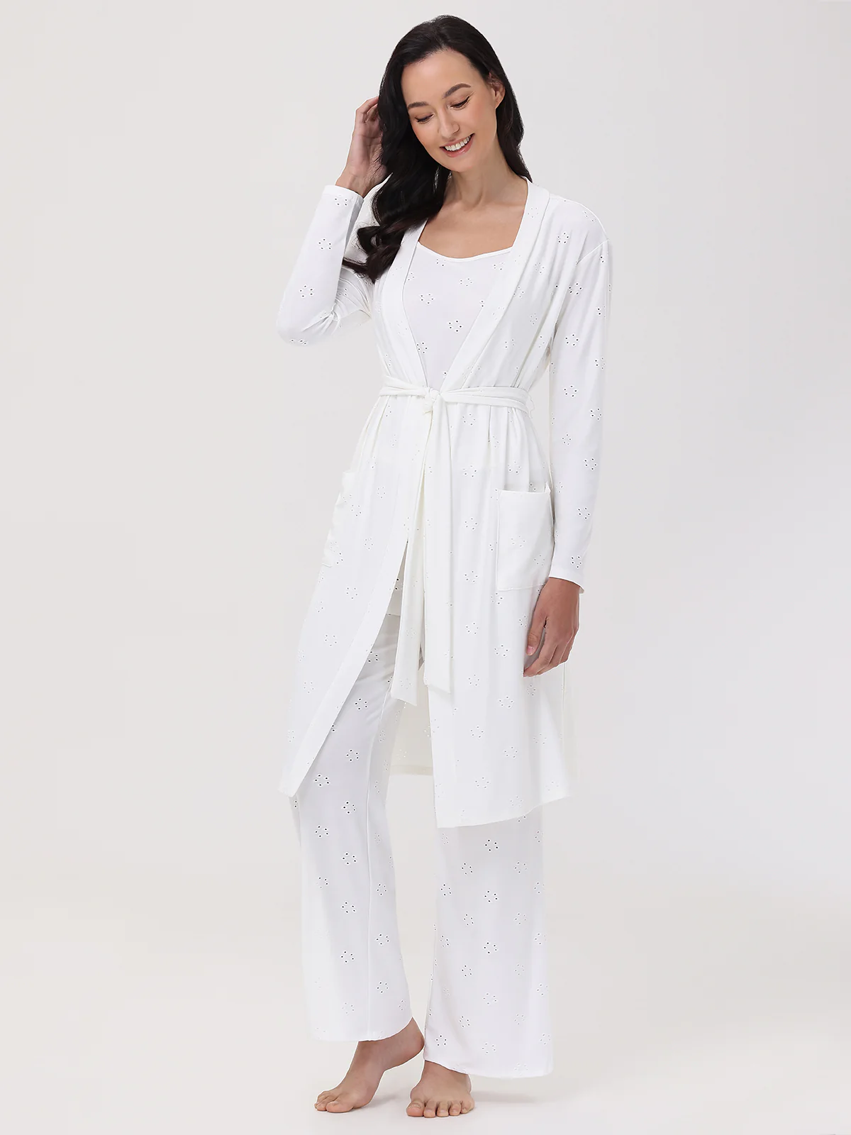 Pointelle Flower Robe