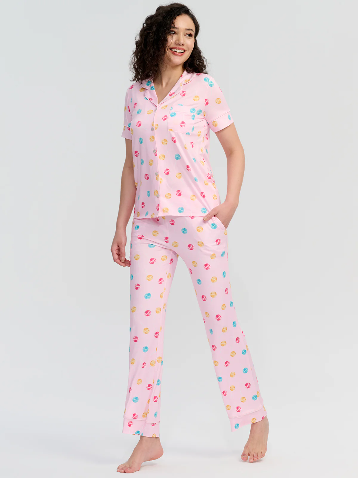 Print Short Sleeve Pajamas Set