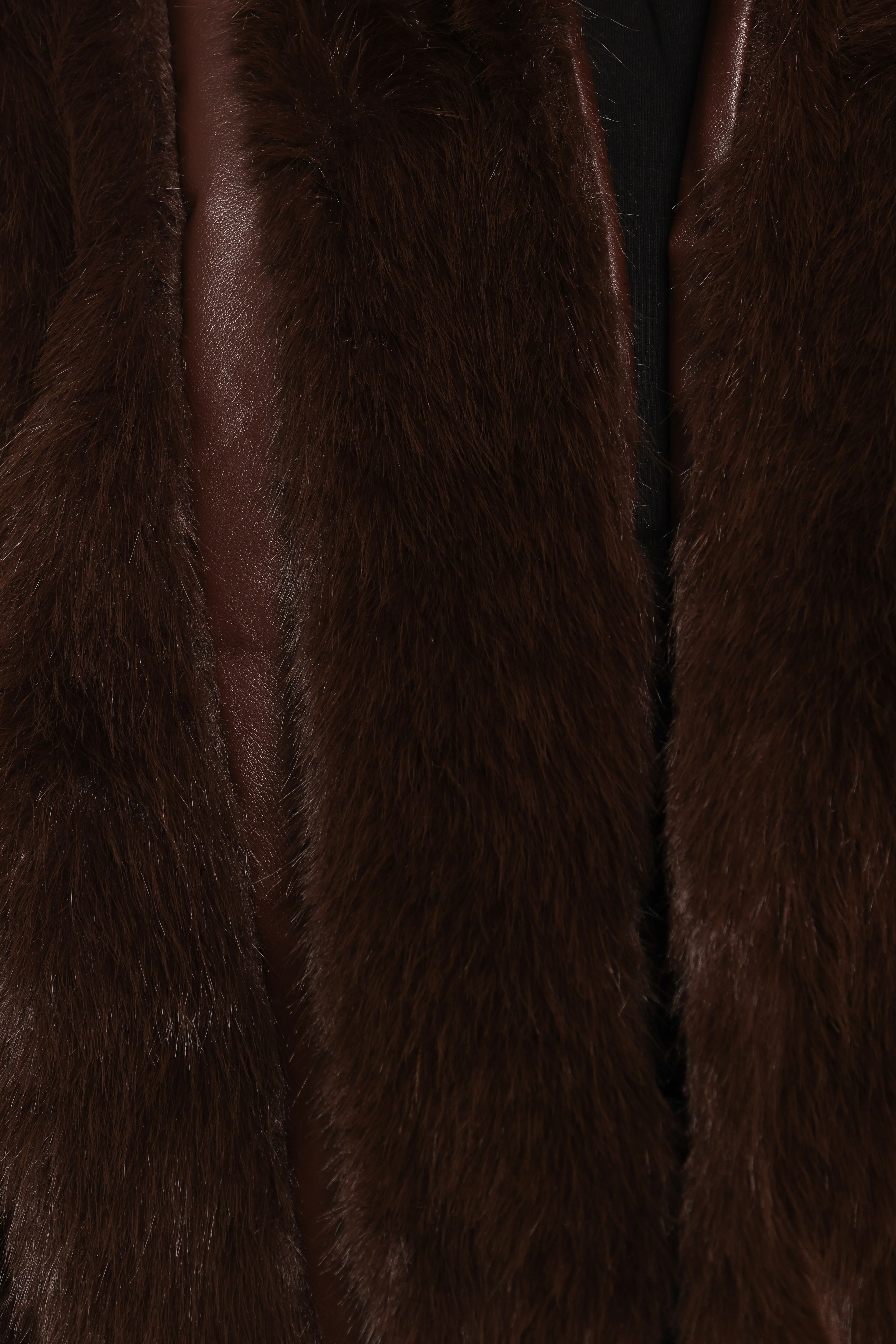 Velma Channel Faux Fur Jacket - Chocolate