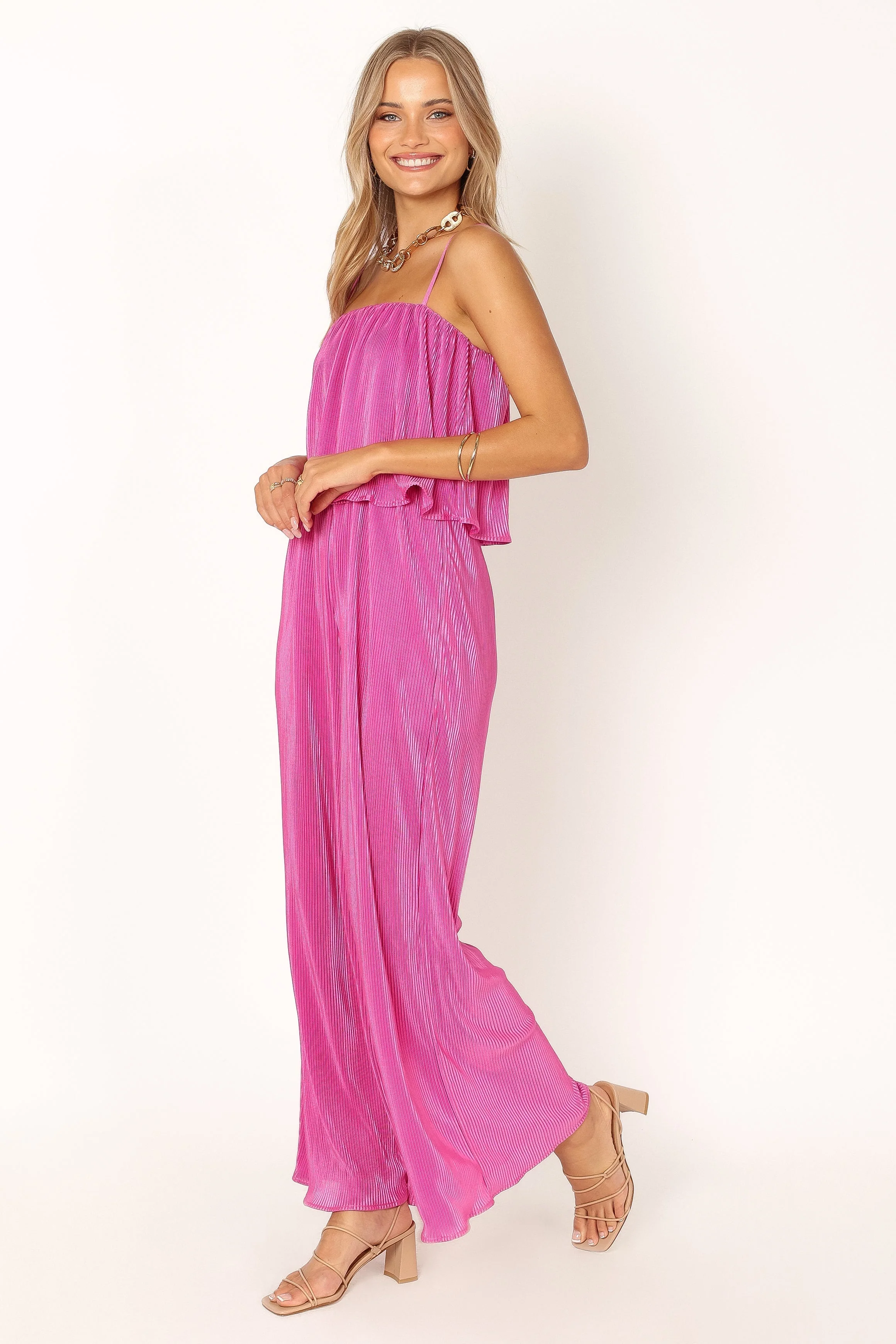 Jillian Plisse Jumpsuit - Orchid