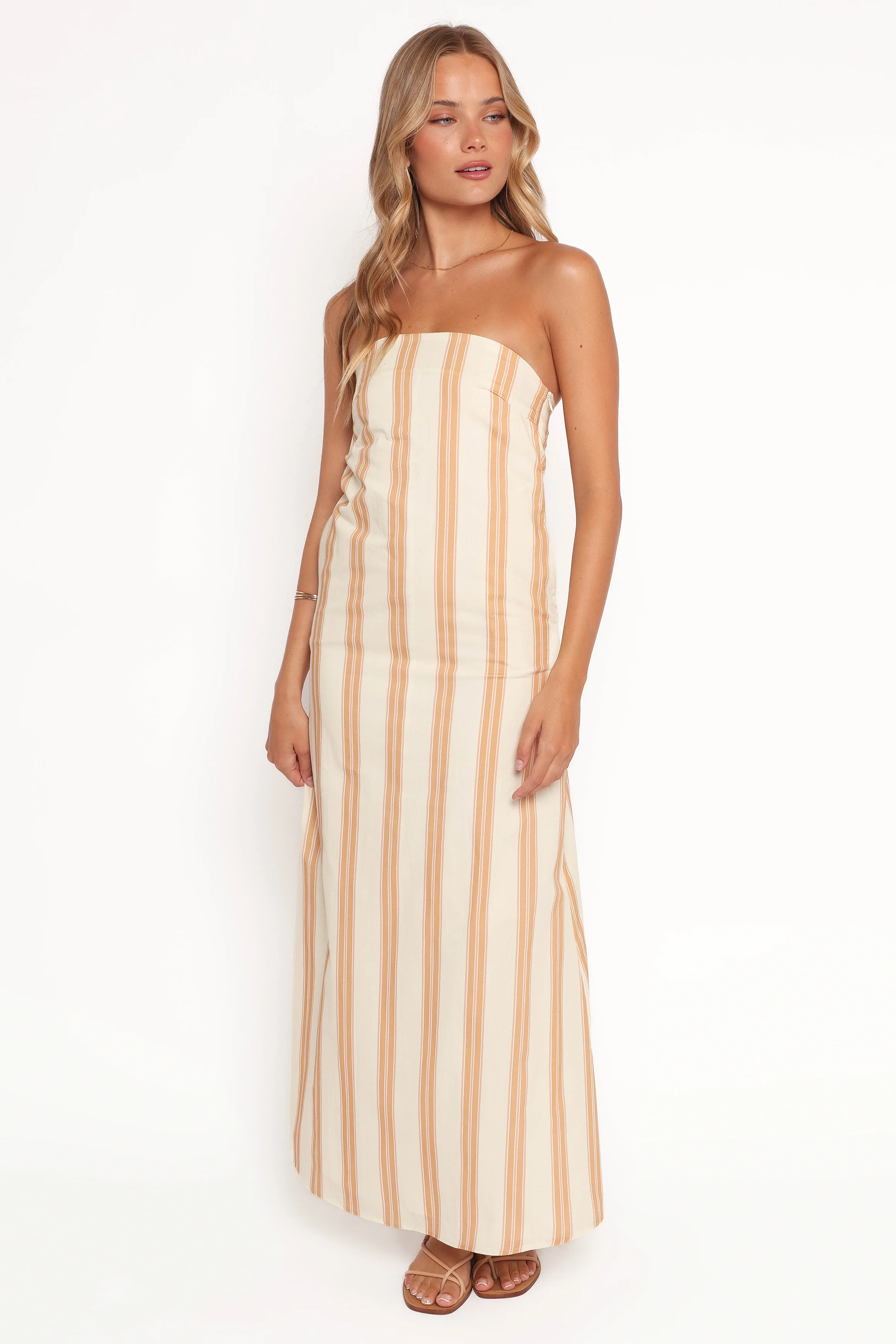 Luisa Midi Dress - Brown Stripe