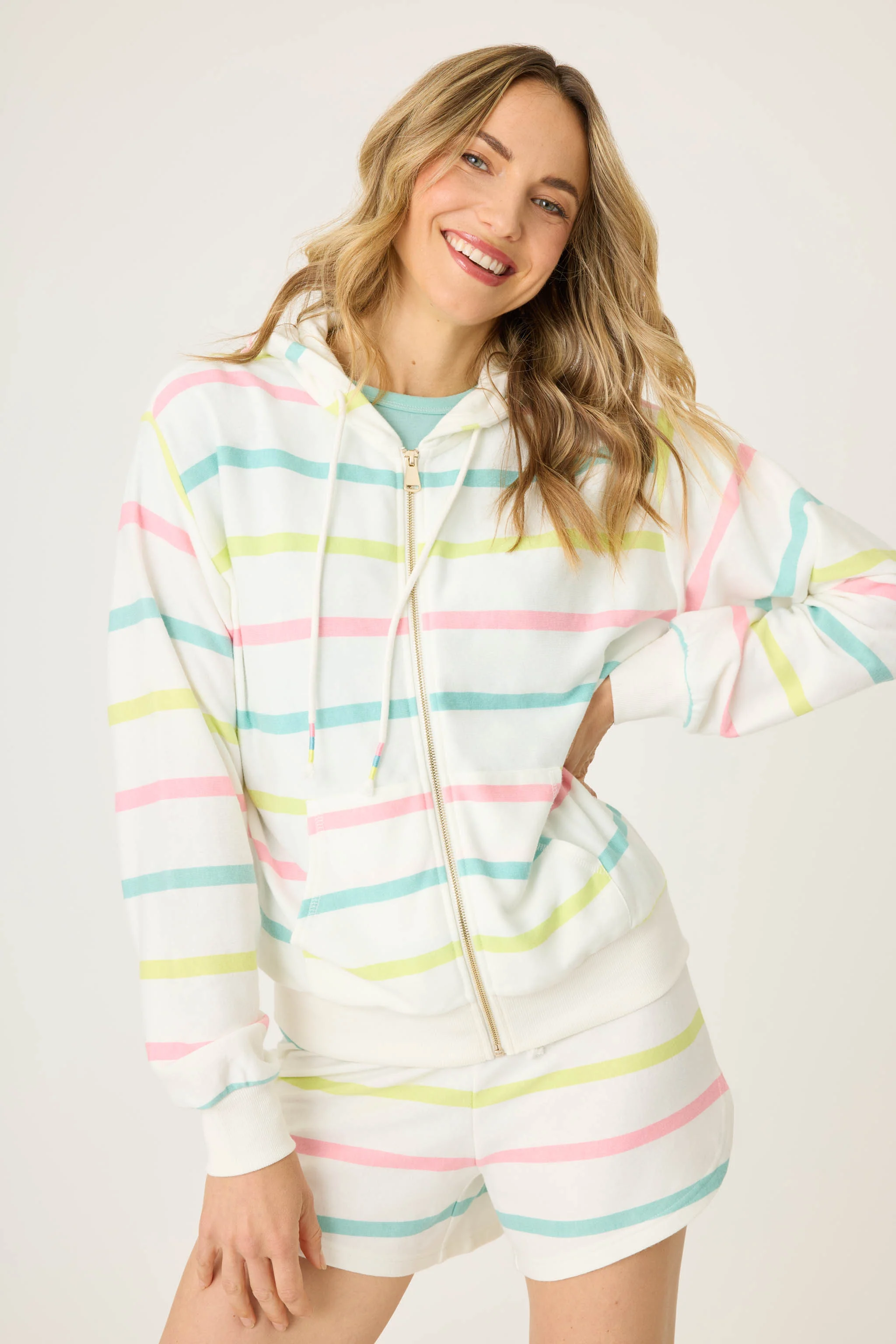 Limes & Sunshine Stripe Full Zip Hoodie