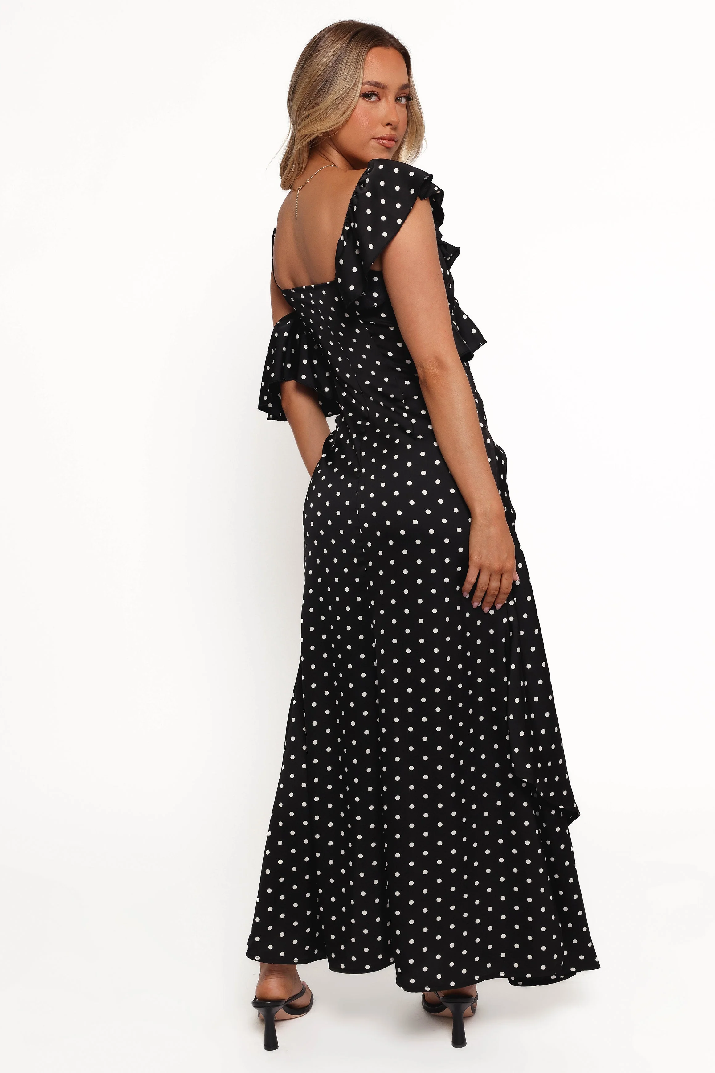Adelina Maxi Dress - Black Polka Dot
