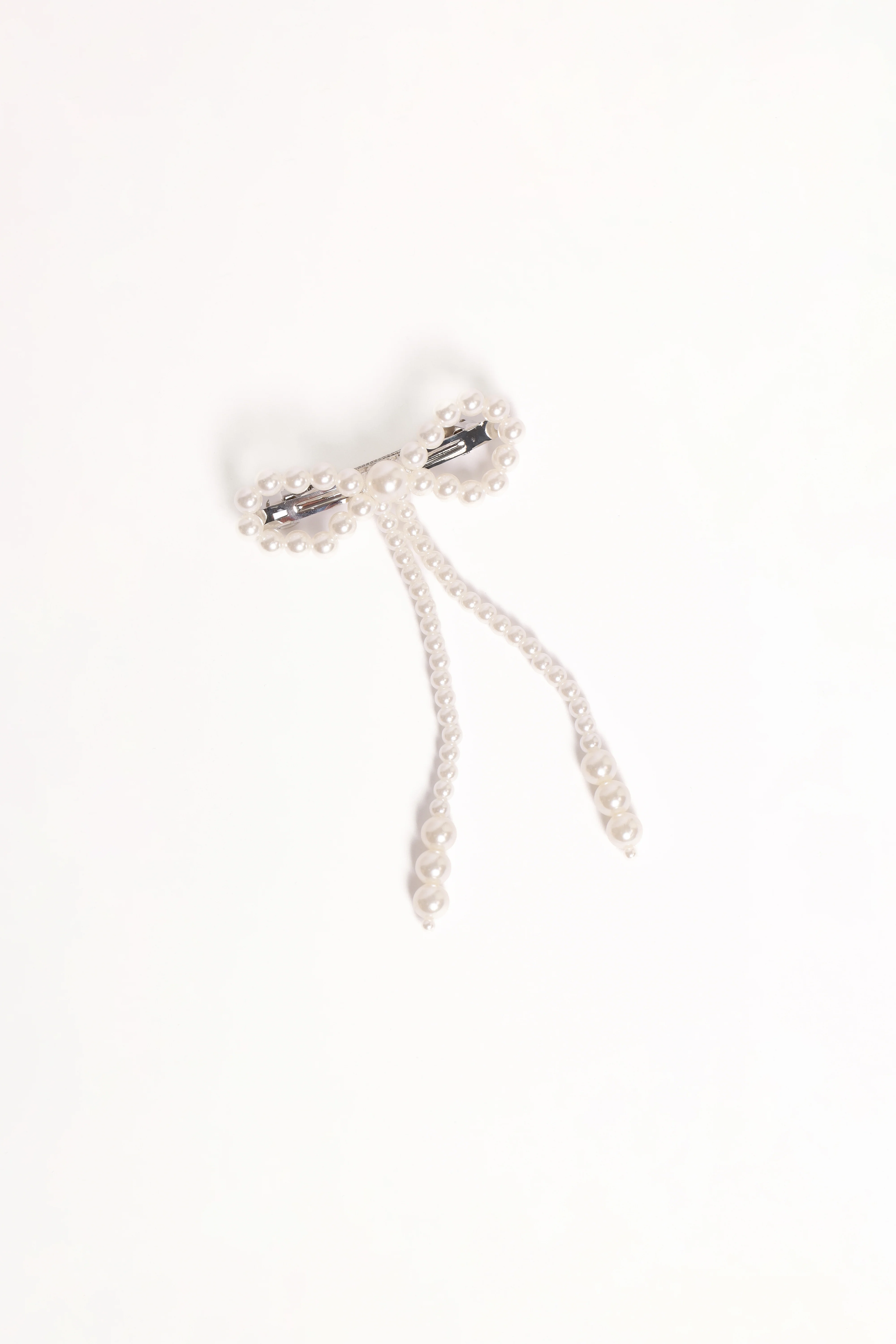 Marcella Hair Bow Clip - Pearl