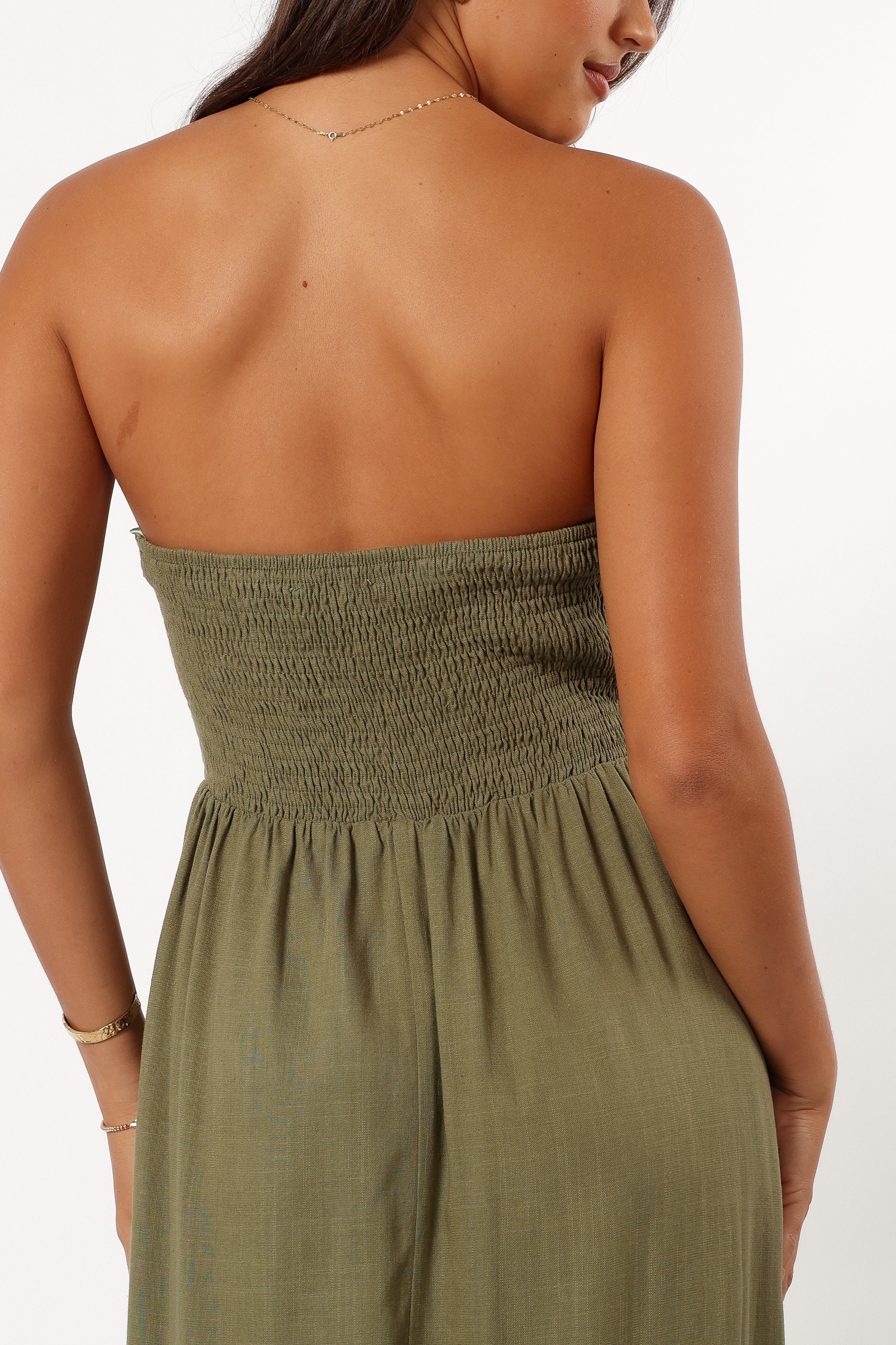Kayt Strapless Dress - Olive Green
