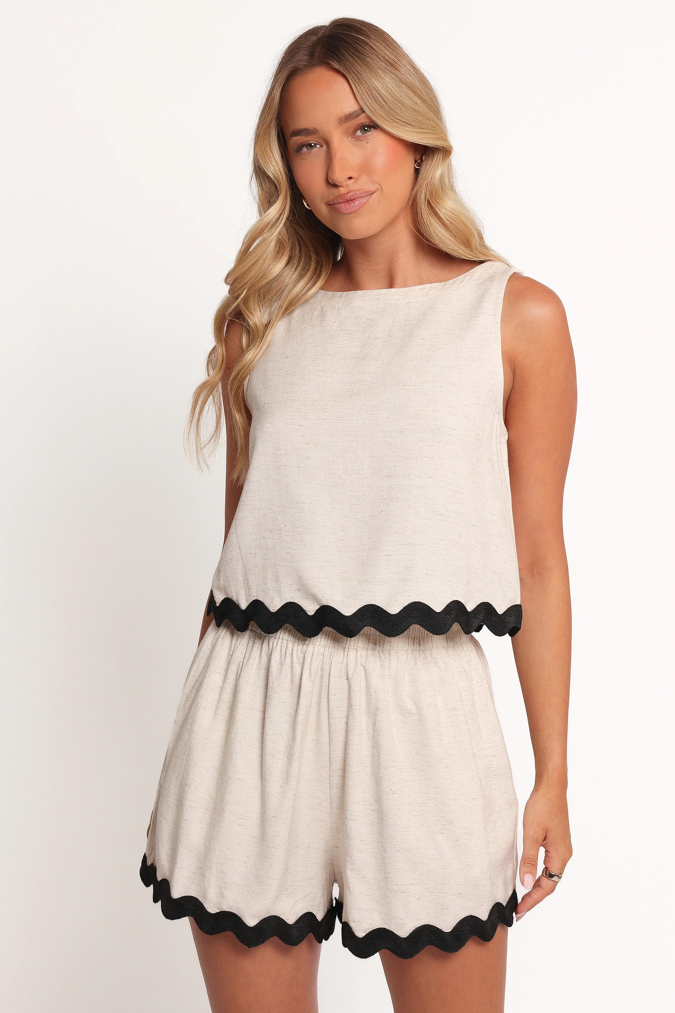 Katy Short Set - Cream Black