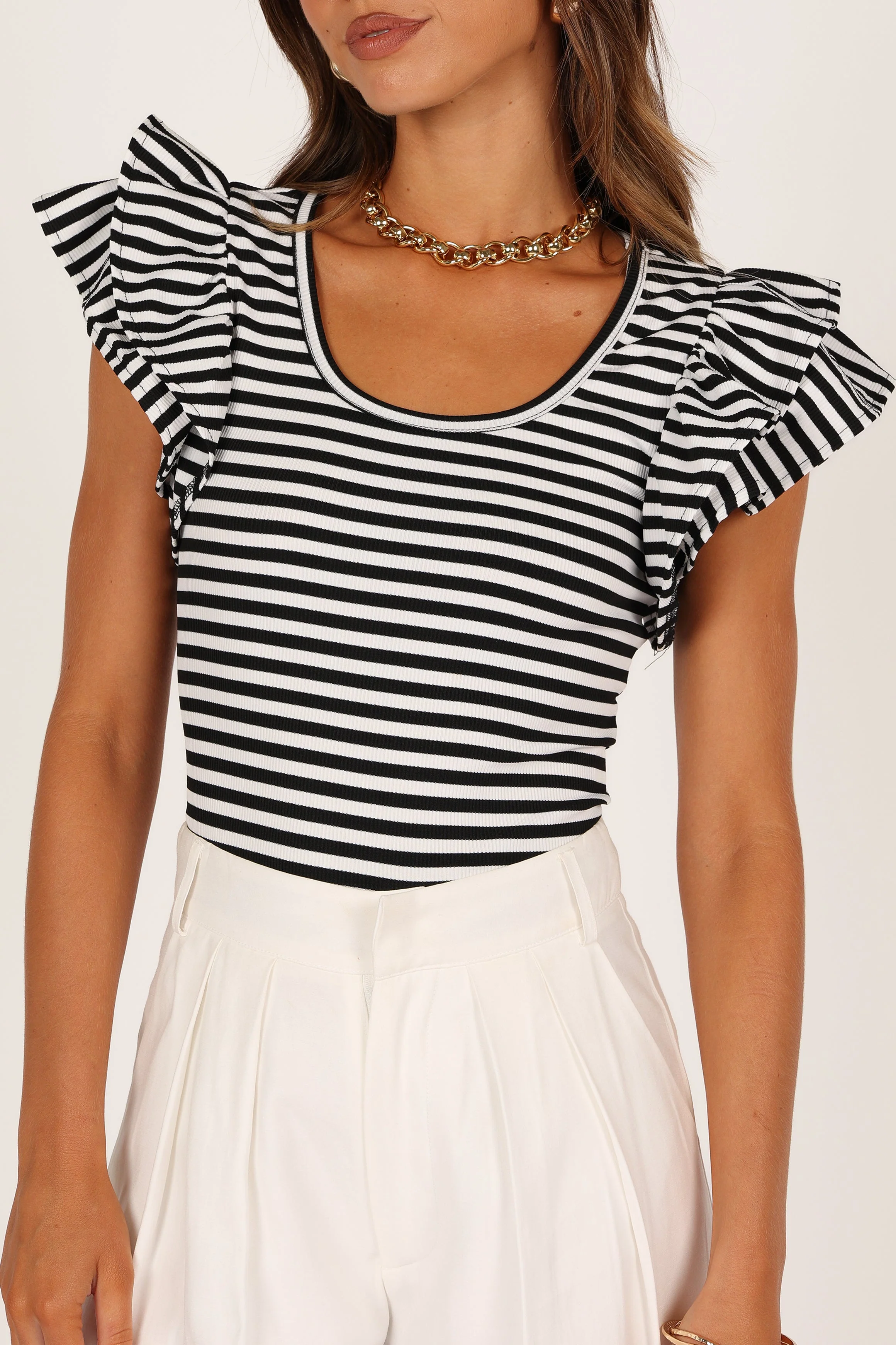 Martina Ribbed Top - Black Stripe