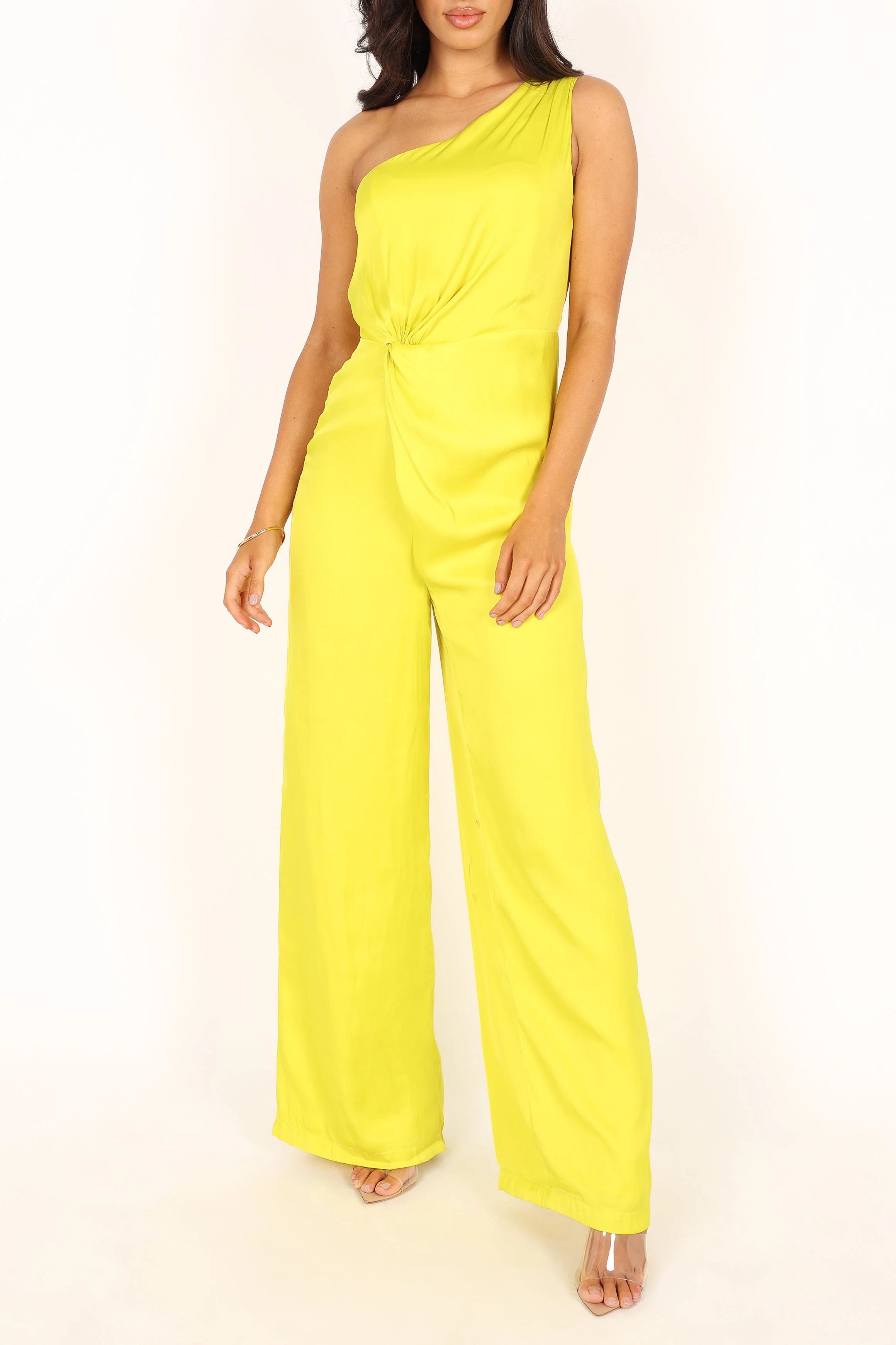 Isabel One Shoulder Jumpsuit - Lime