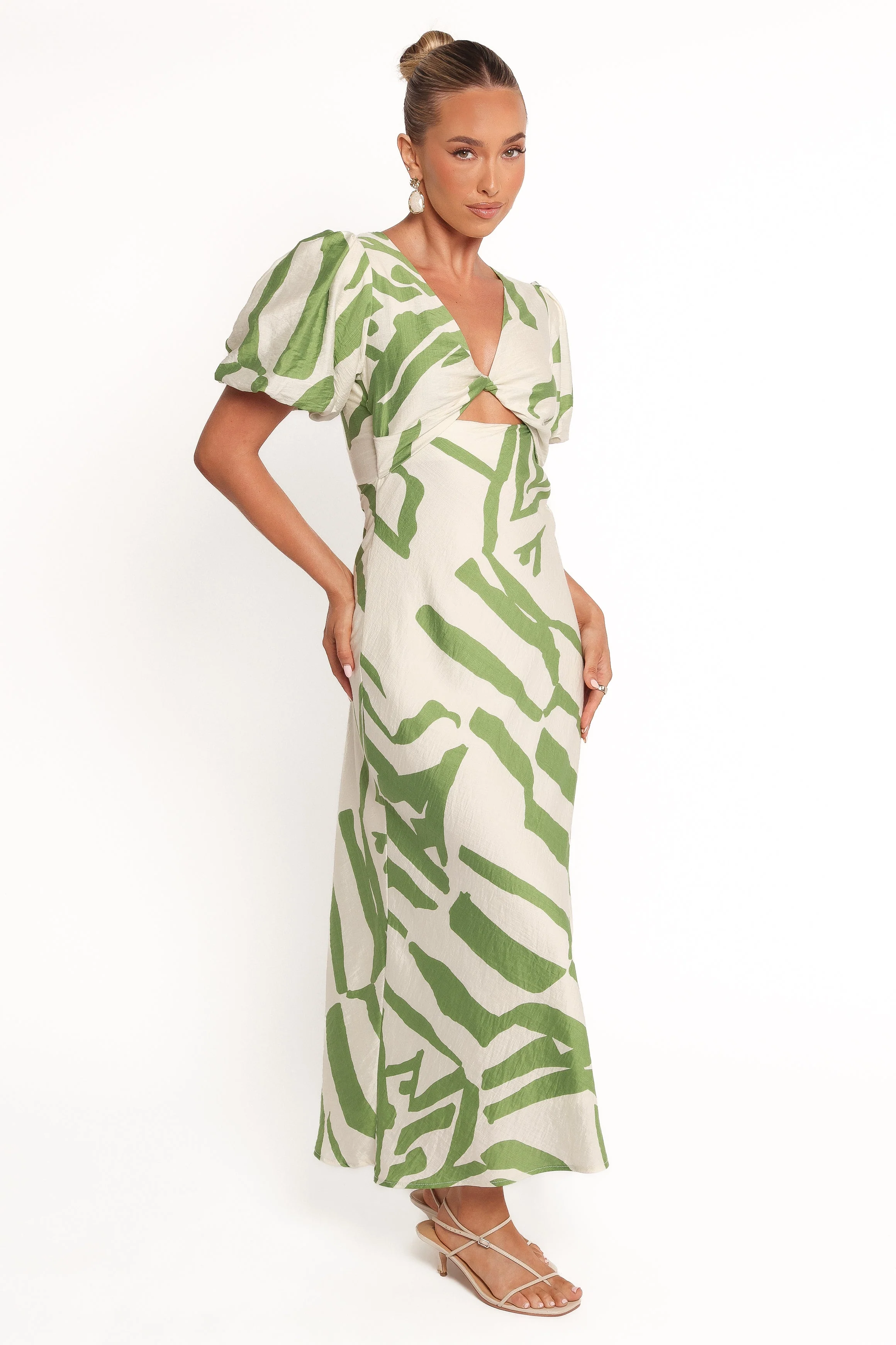 Ginevra Maxi Dress - Cream/Green