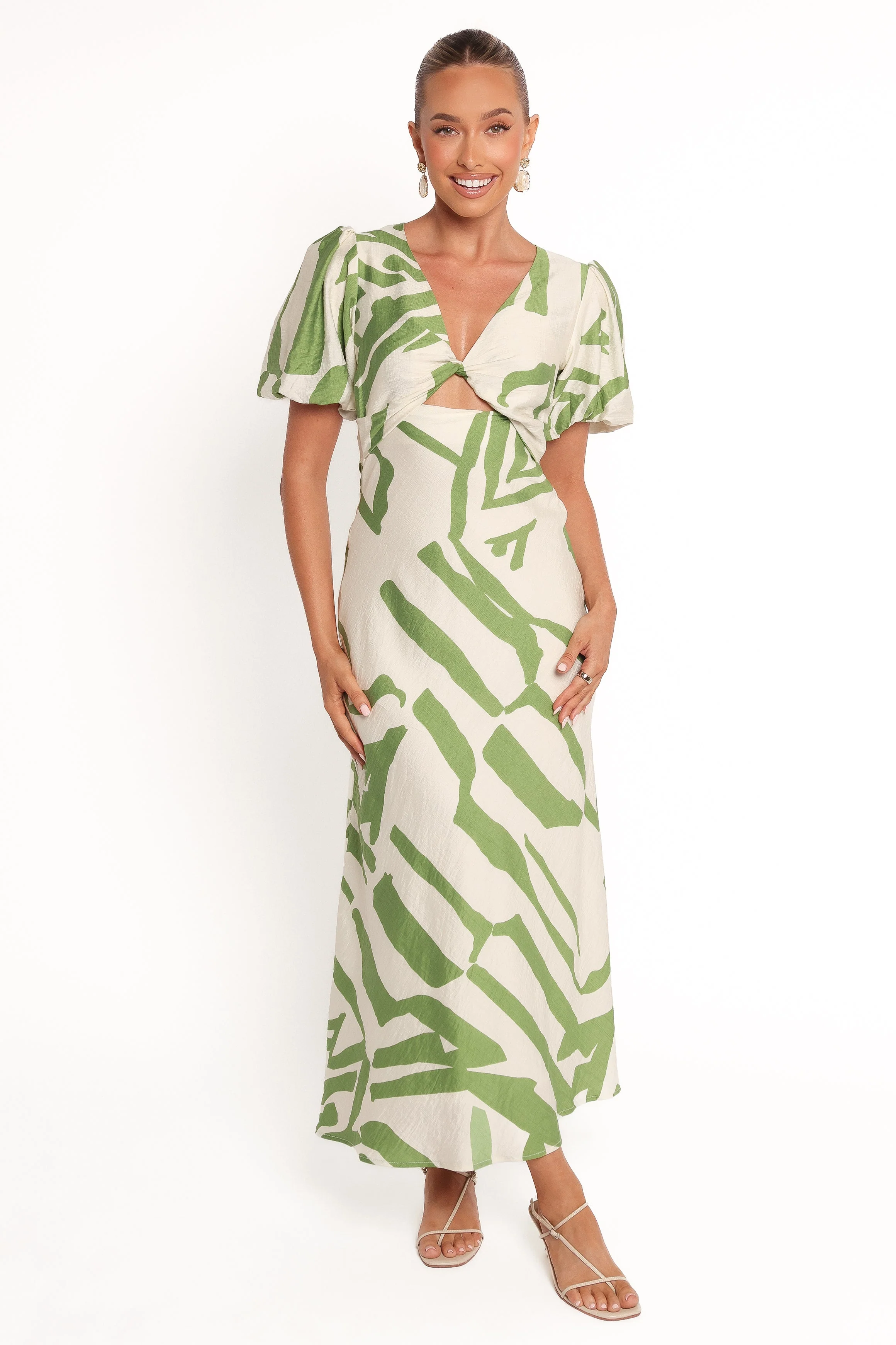 Ginevra Maxi Dress - Cream/Green