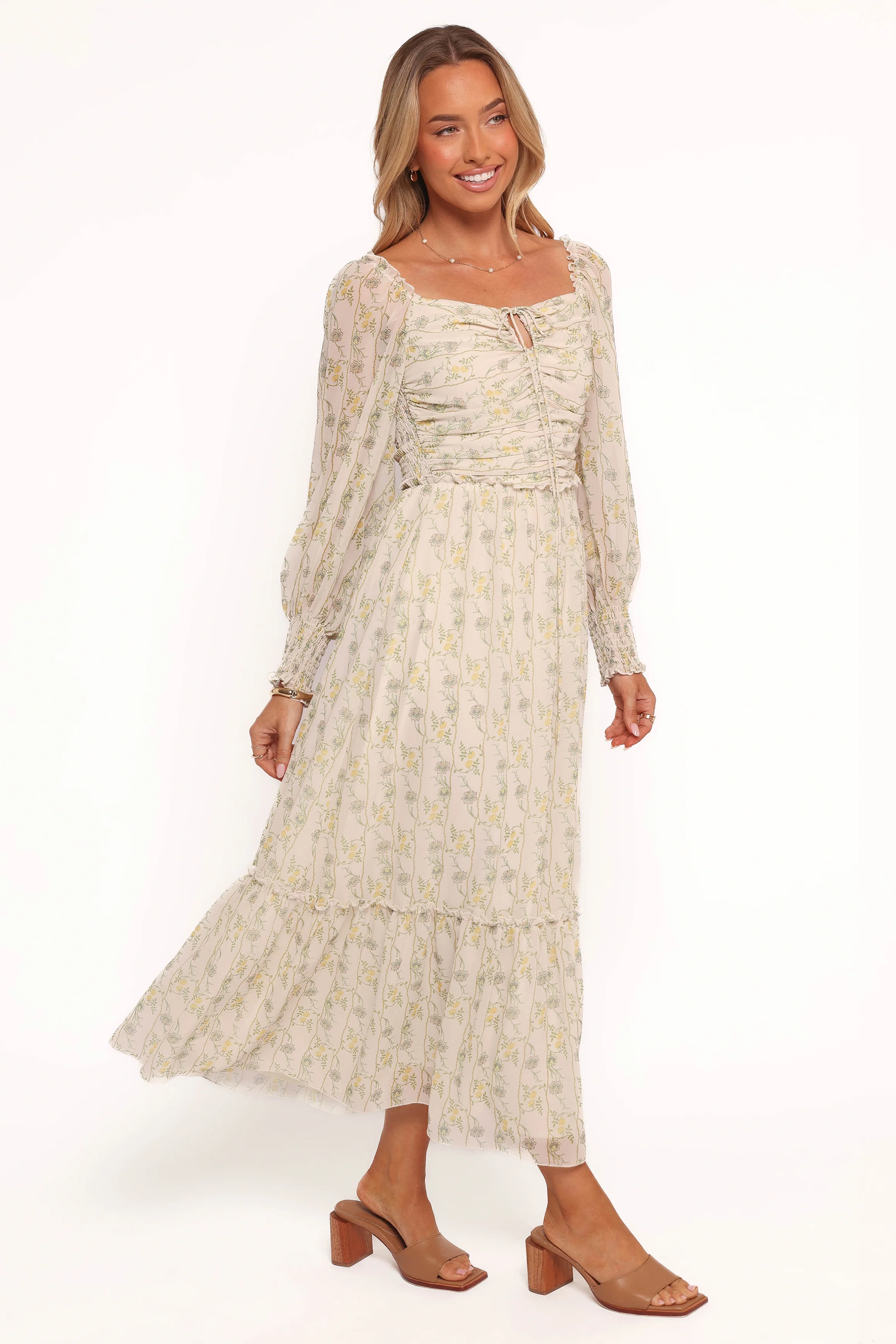 Keziah Long Sleeve Maxi Dress - Yellow Floral