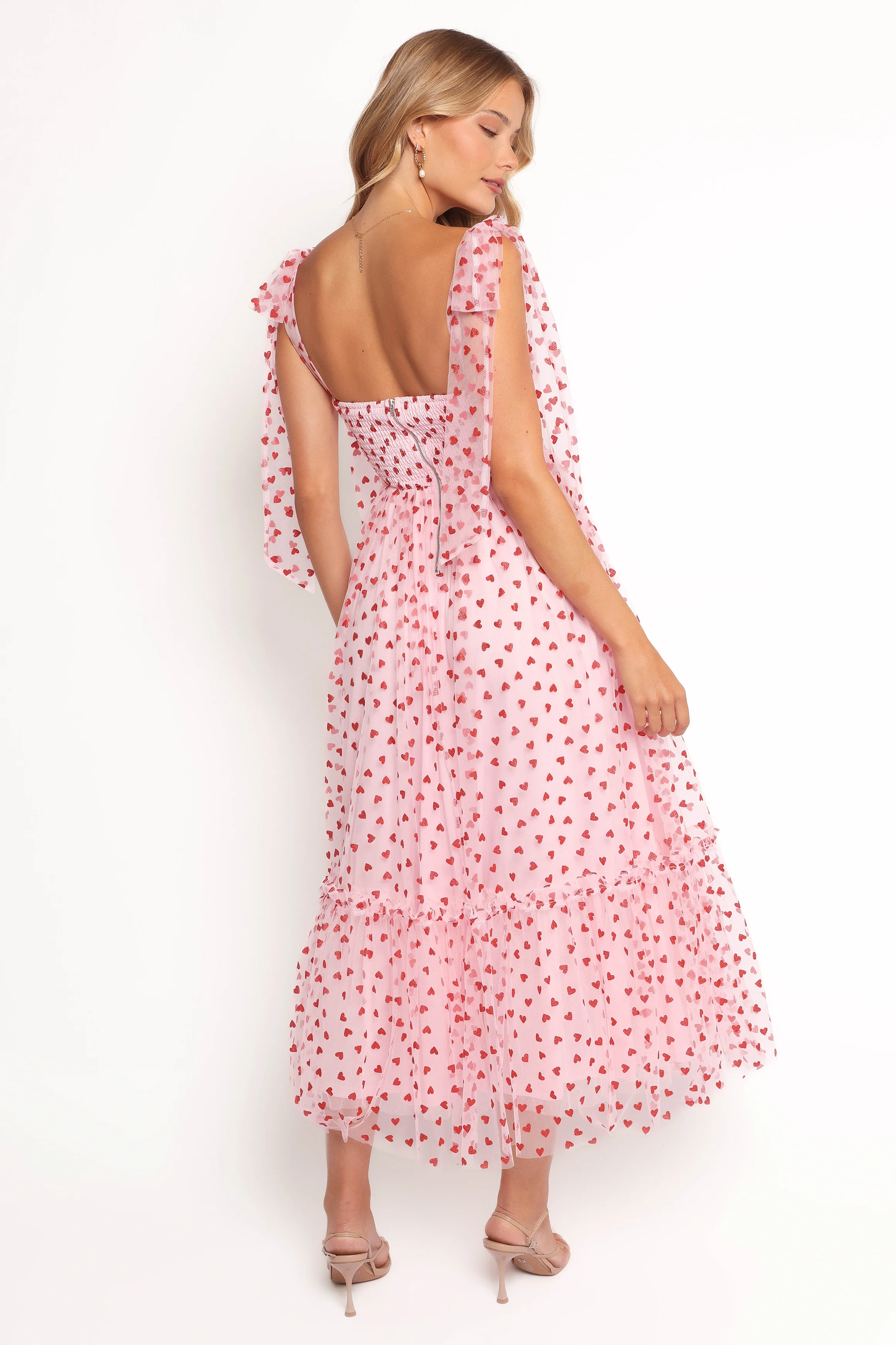 Floret Midi Dress - Red Hearts