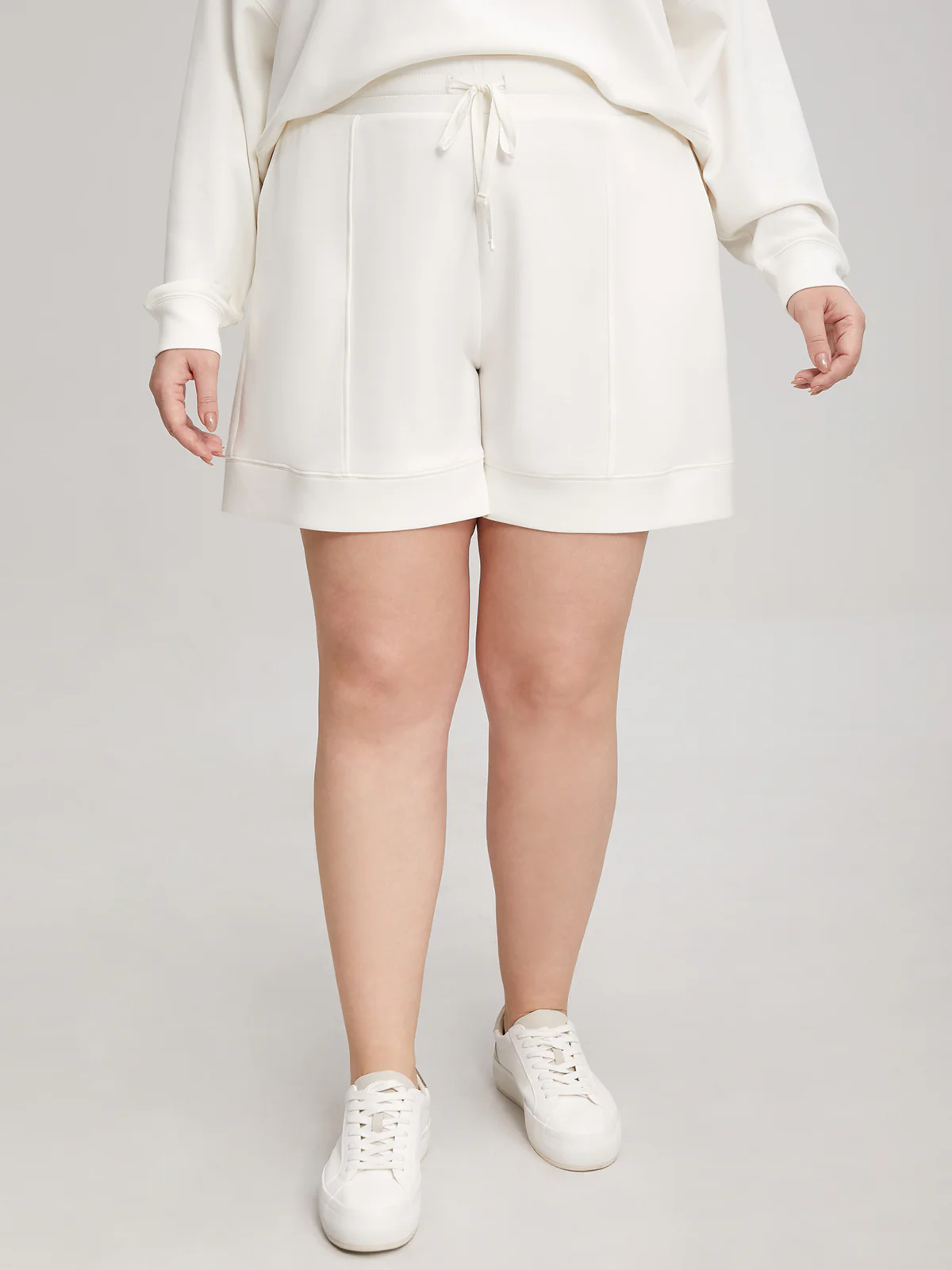 Plus Belted Pintuck Shorts