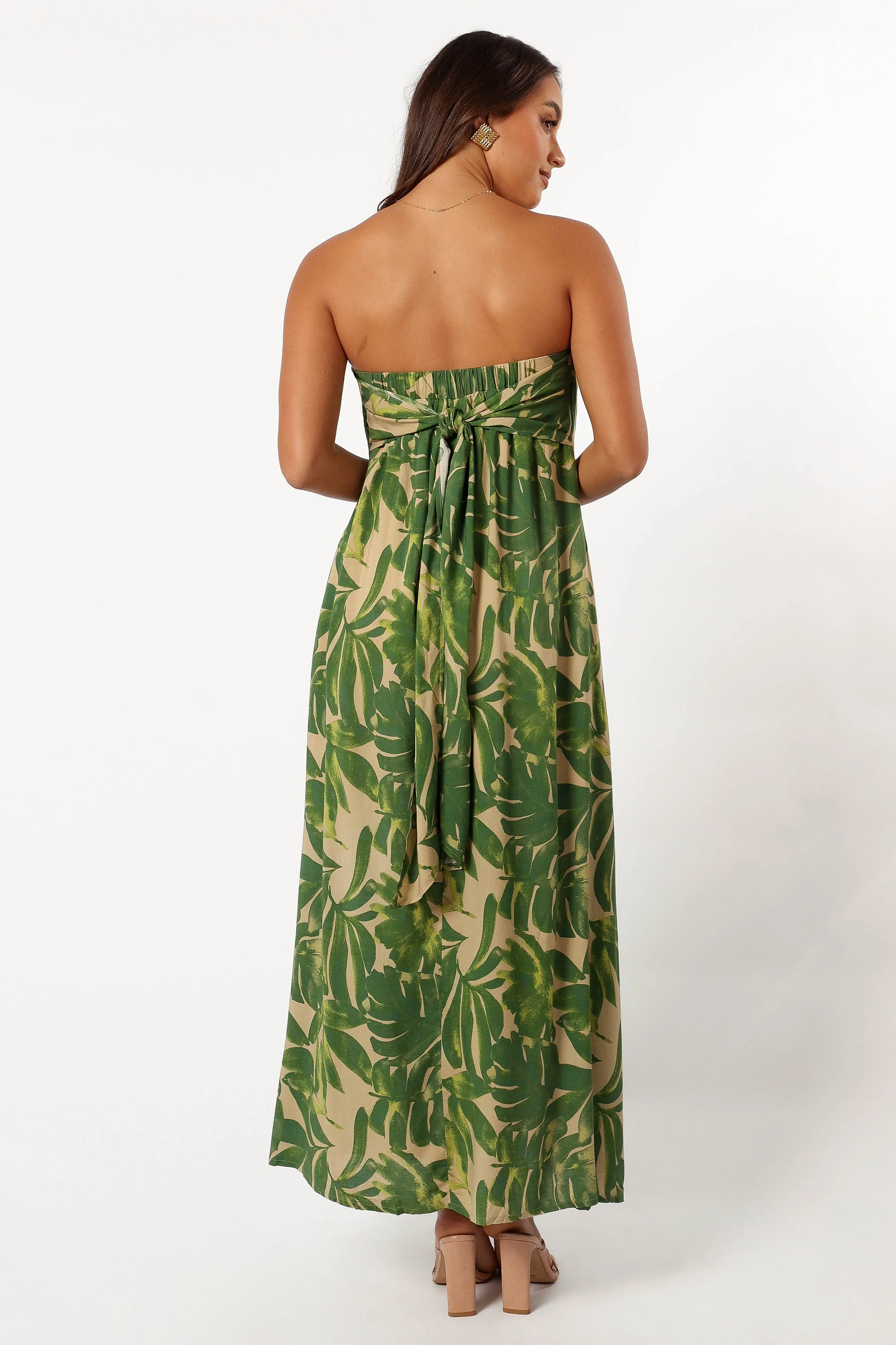 Penny Strapless Midi Dress - Ibiza Palm
