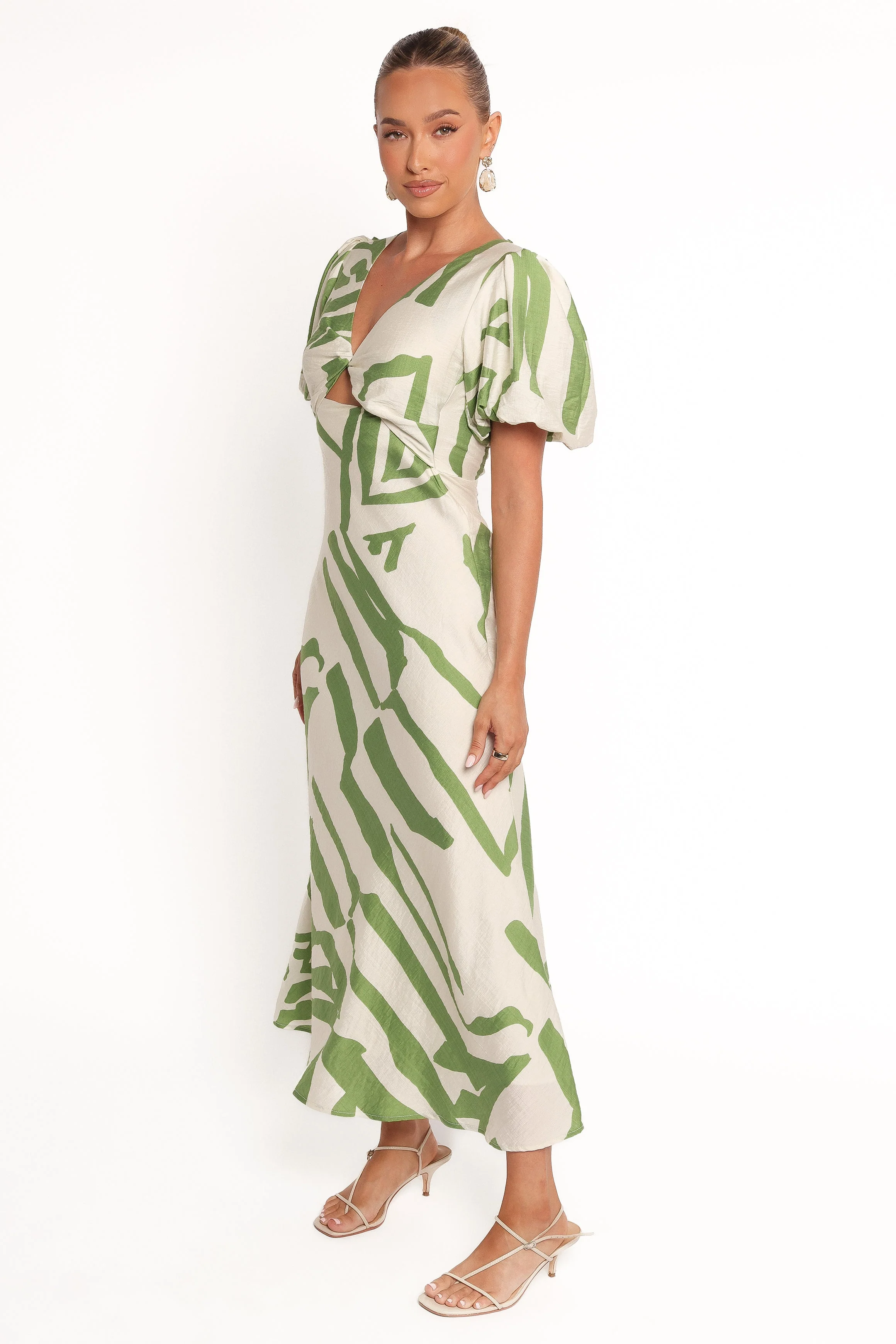 Ginevra Maxi Dress - Cream/Green