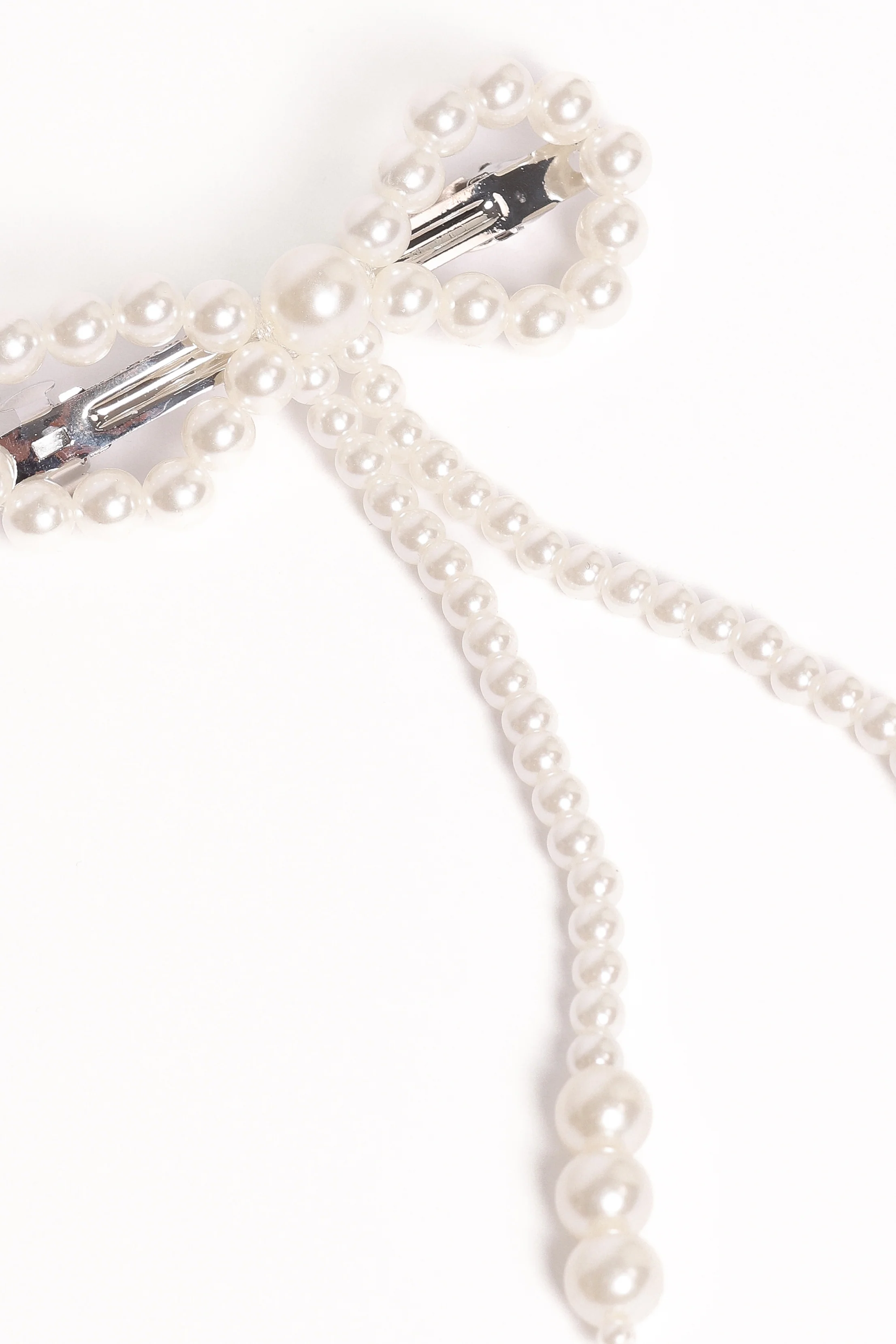 Marcella Hair Bow Clip - Pearl