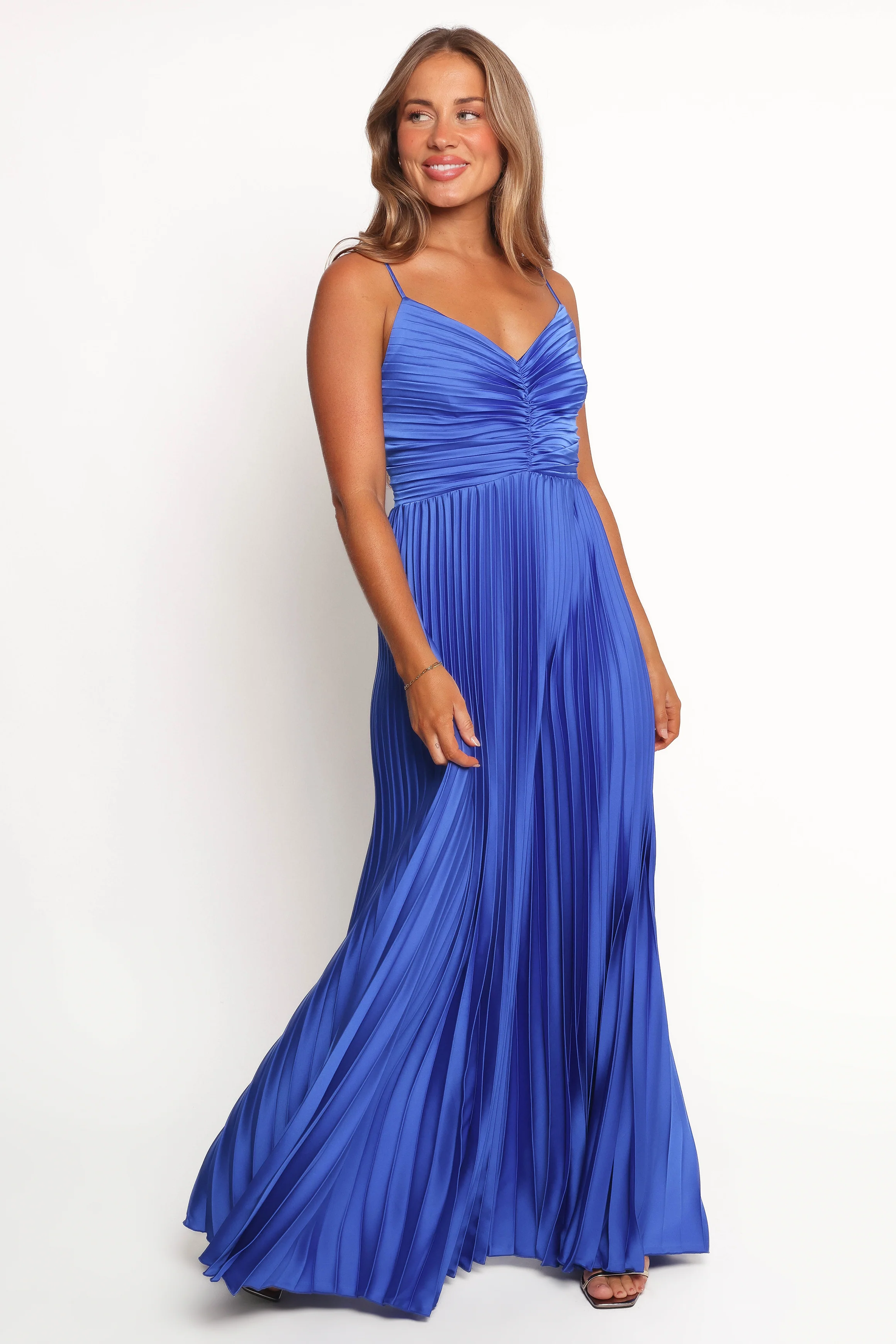 Naira Pleated Maxi Dress - Blue
