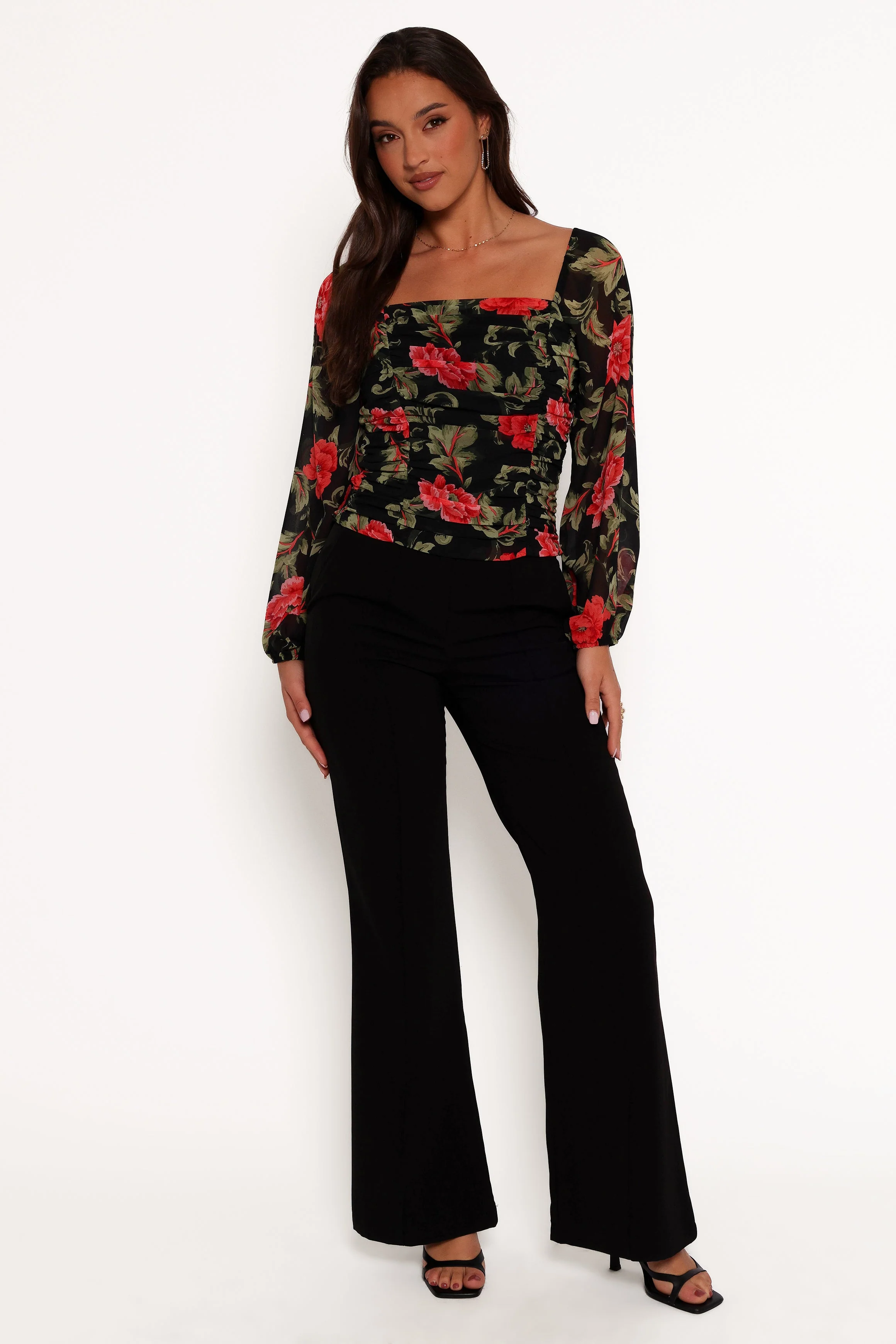 Maia Long Sleeve Top - Black Floral