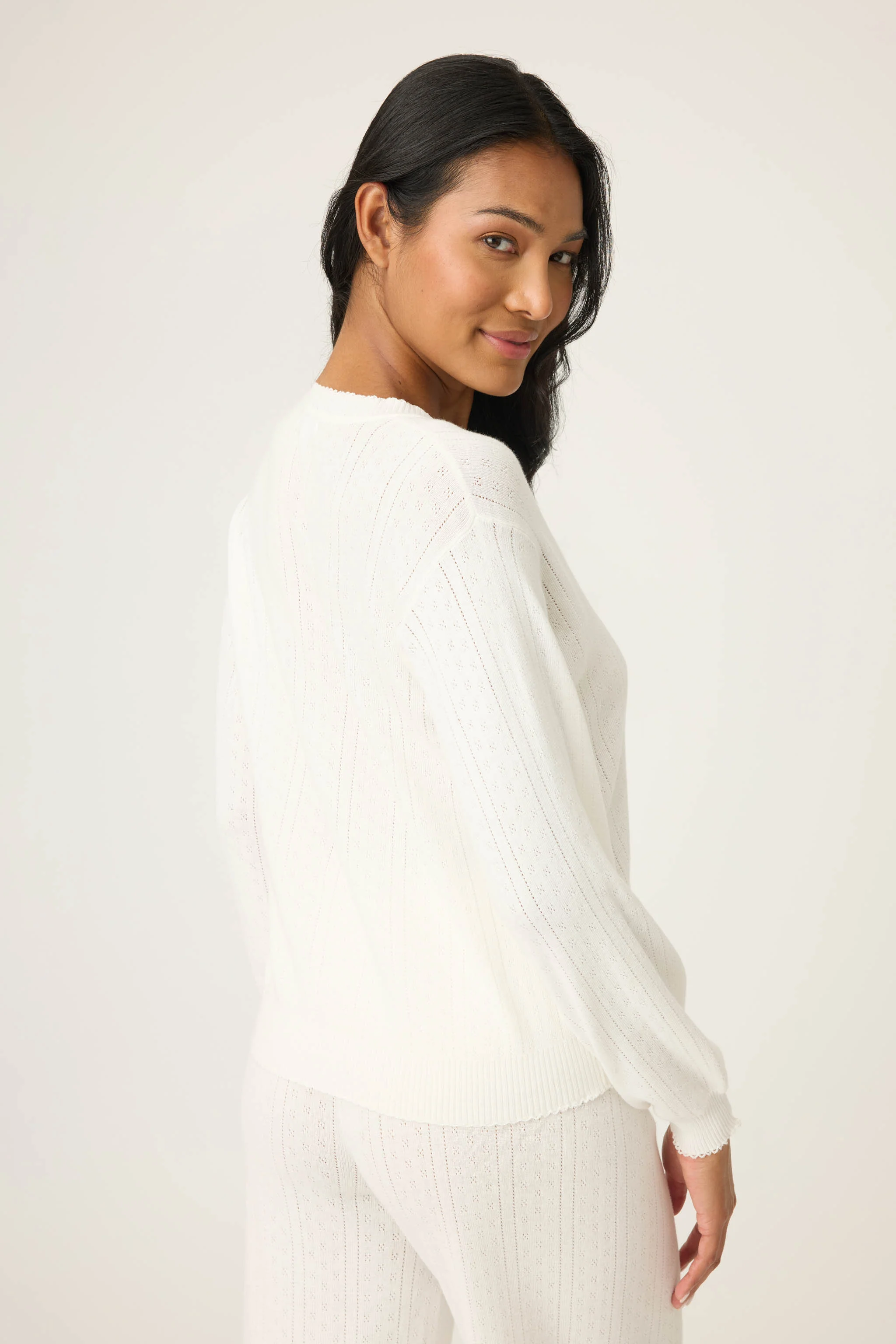 Sweetheart Pointelle Knit Cardigan