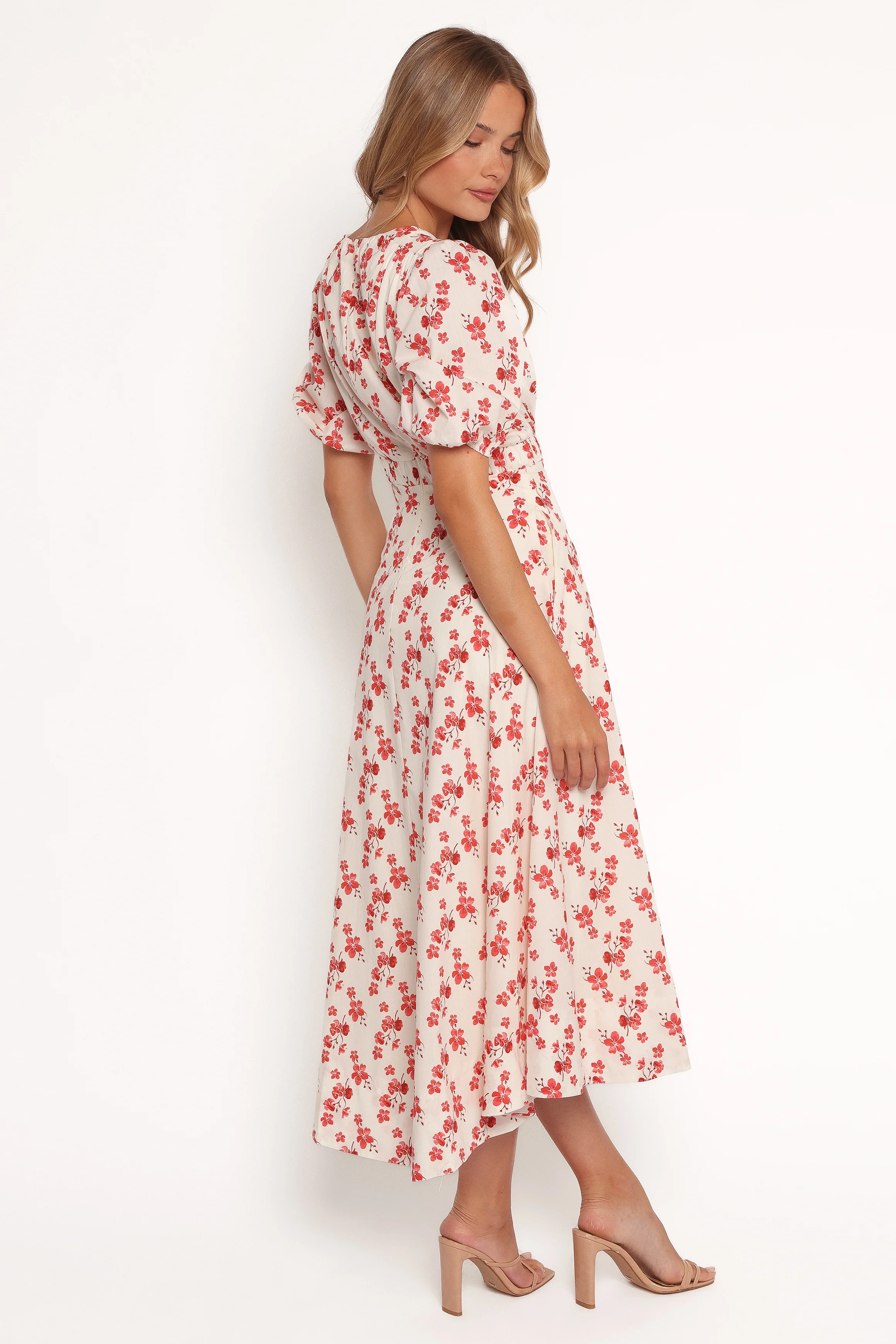 Aminah Puff Sleeve Dress - Red Floral
