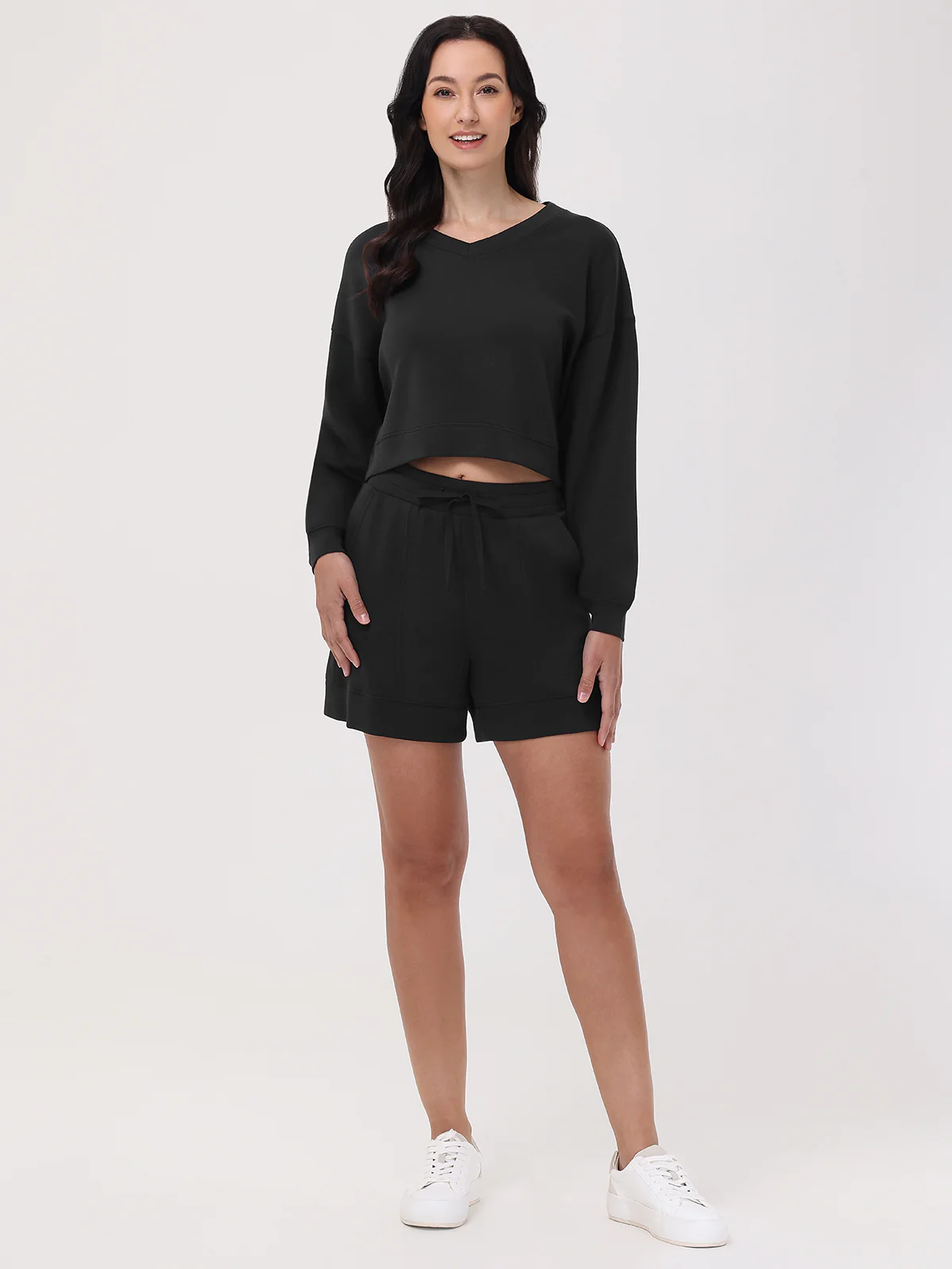 V-Neck Crop Sweatshirt