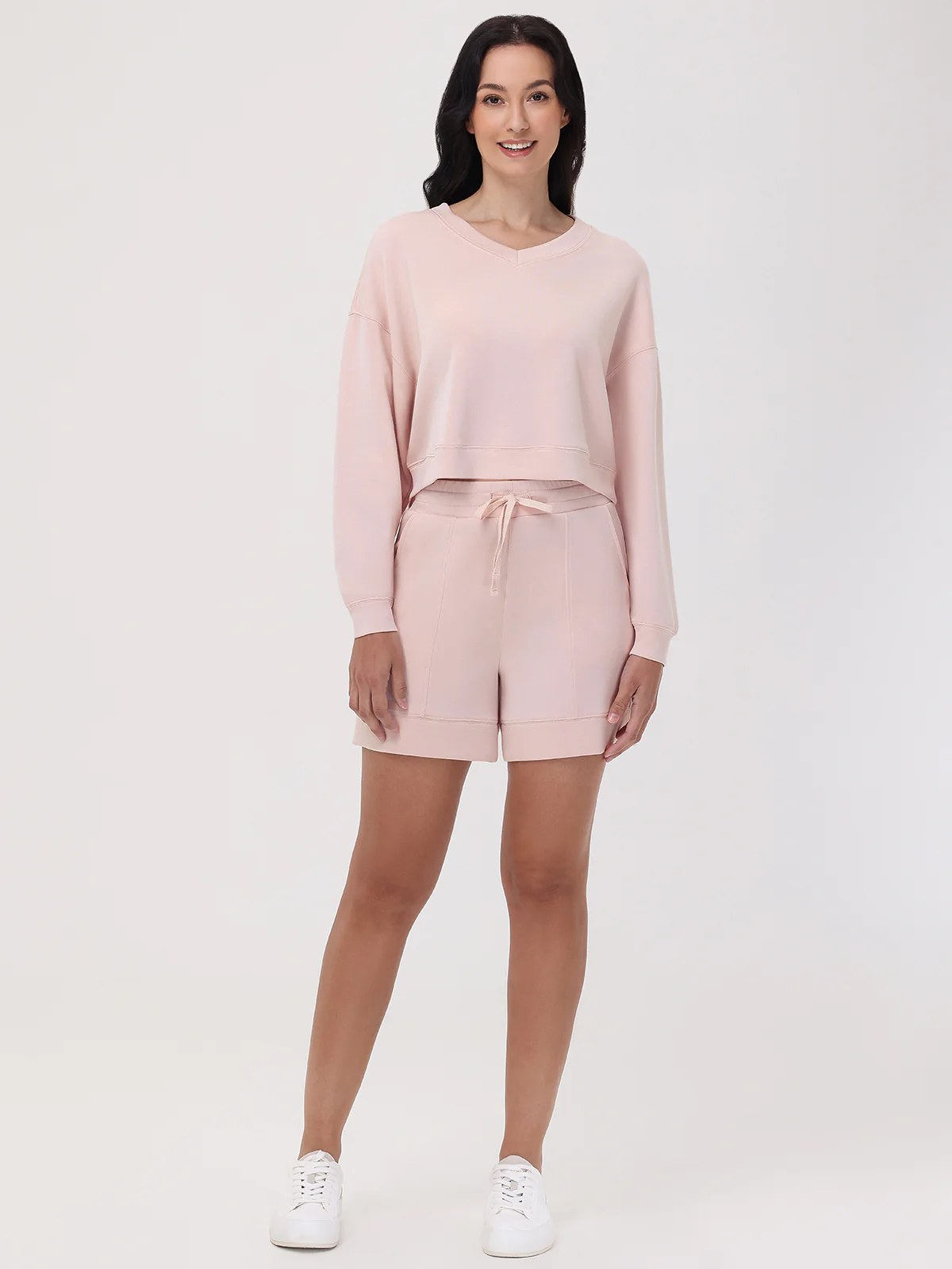 V-Neck Crop Sweatshirt