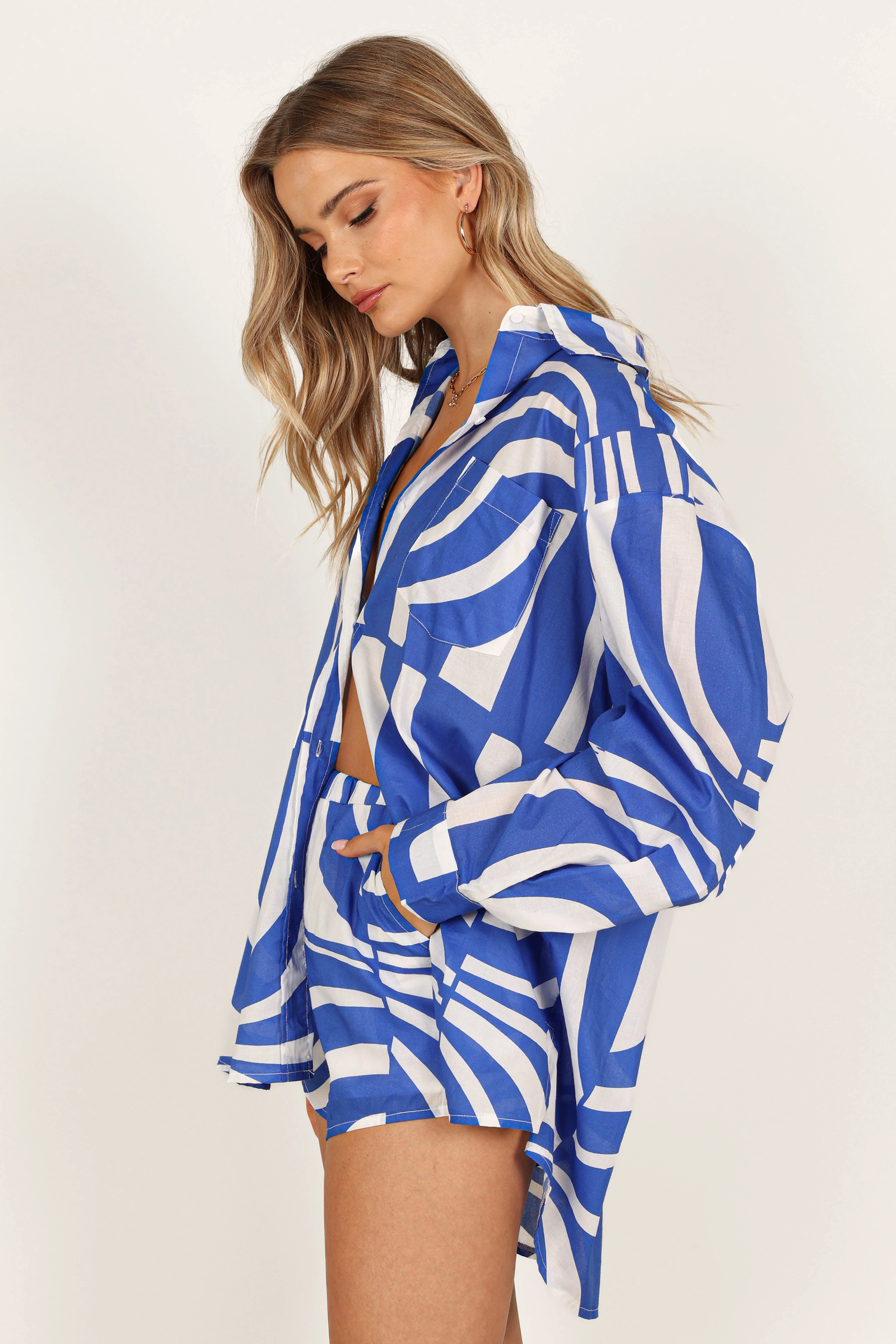 Heather Cotton Short - Blue Print