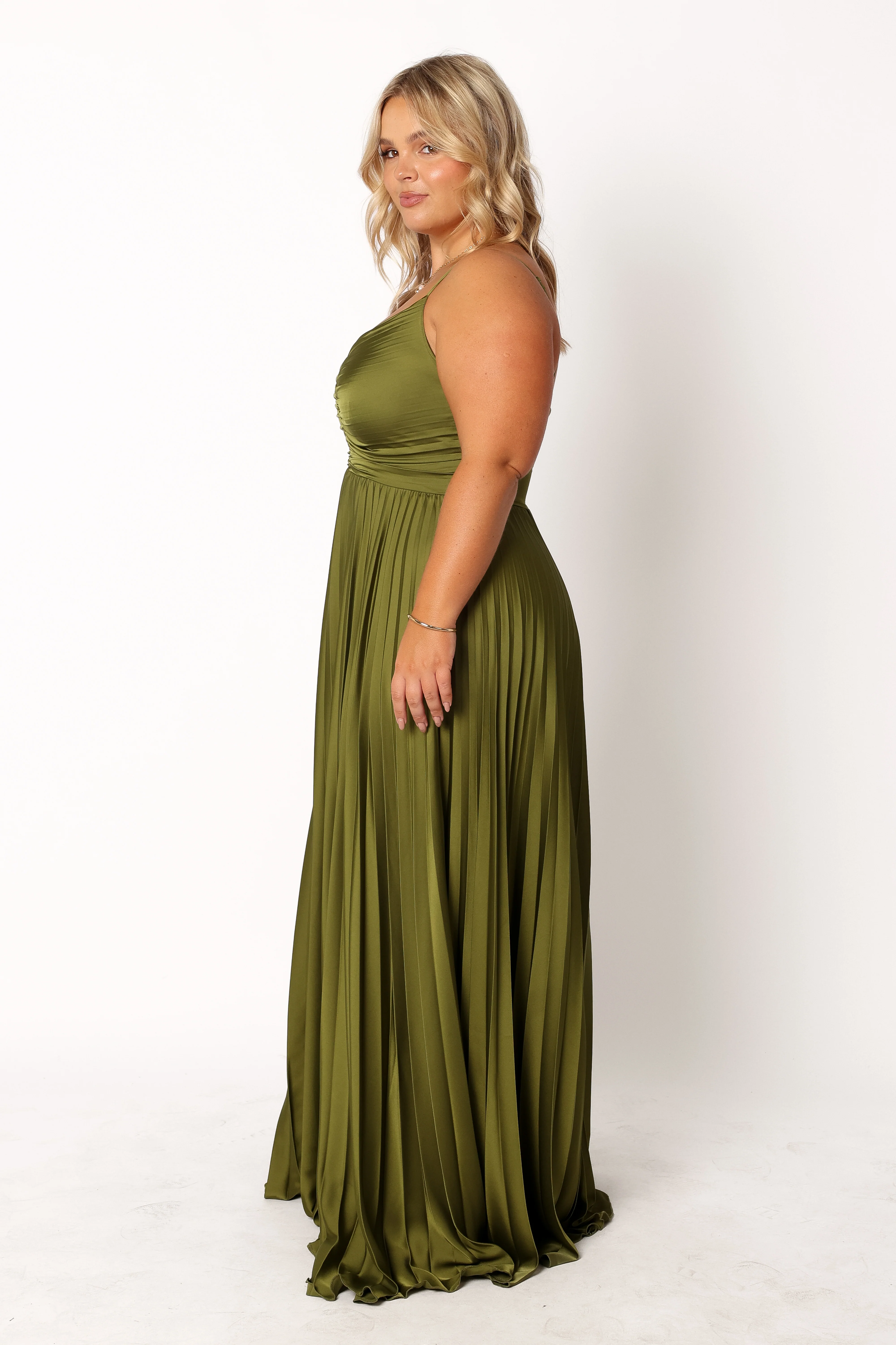 Naira Pleated Maxi Dress - Palm Green