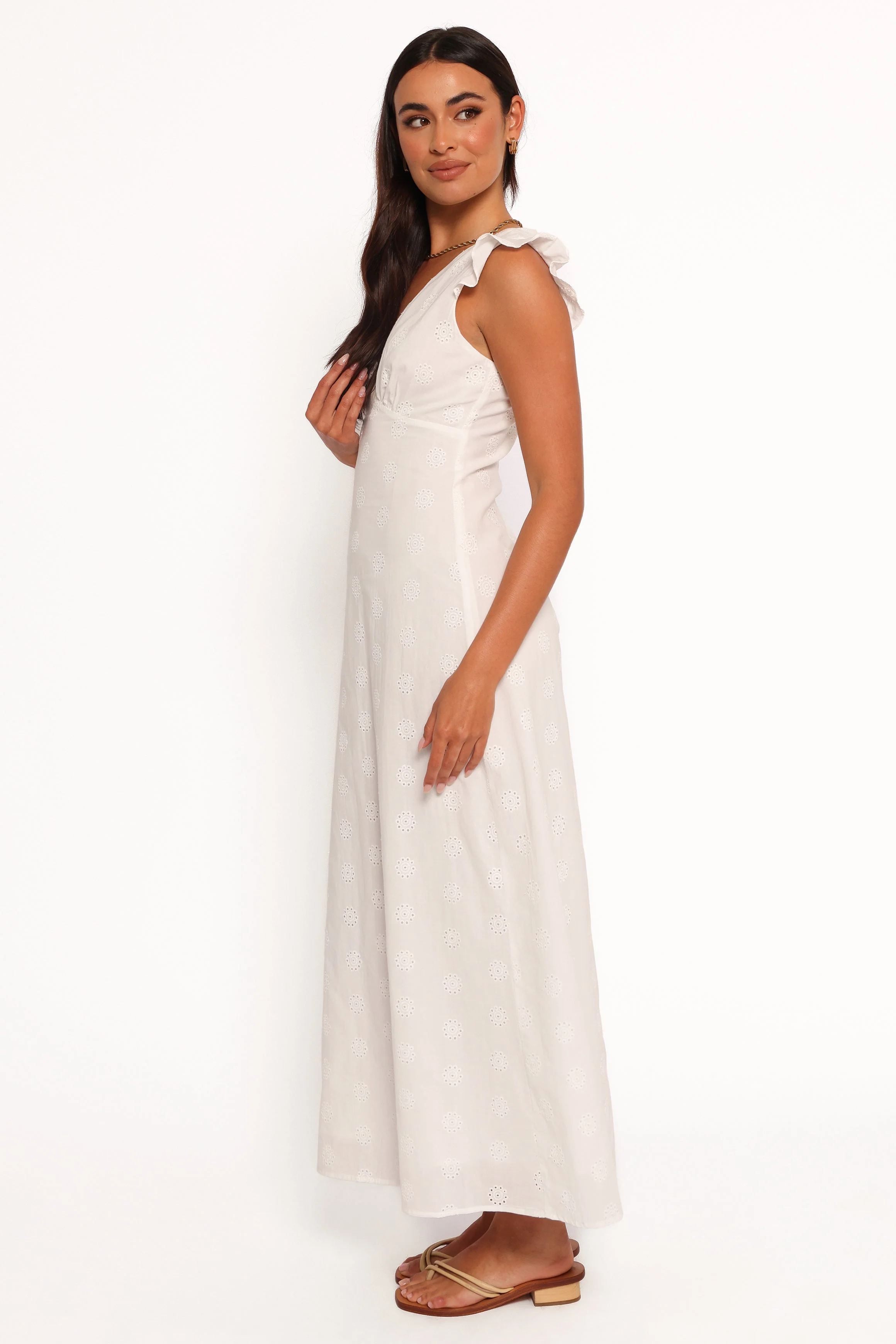 Ensley Flutter Sleeve Maxi Dress - White