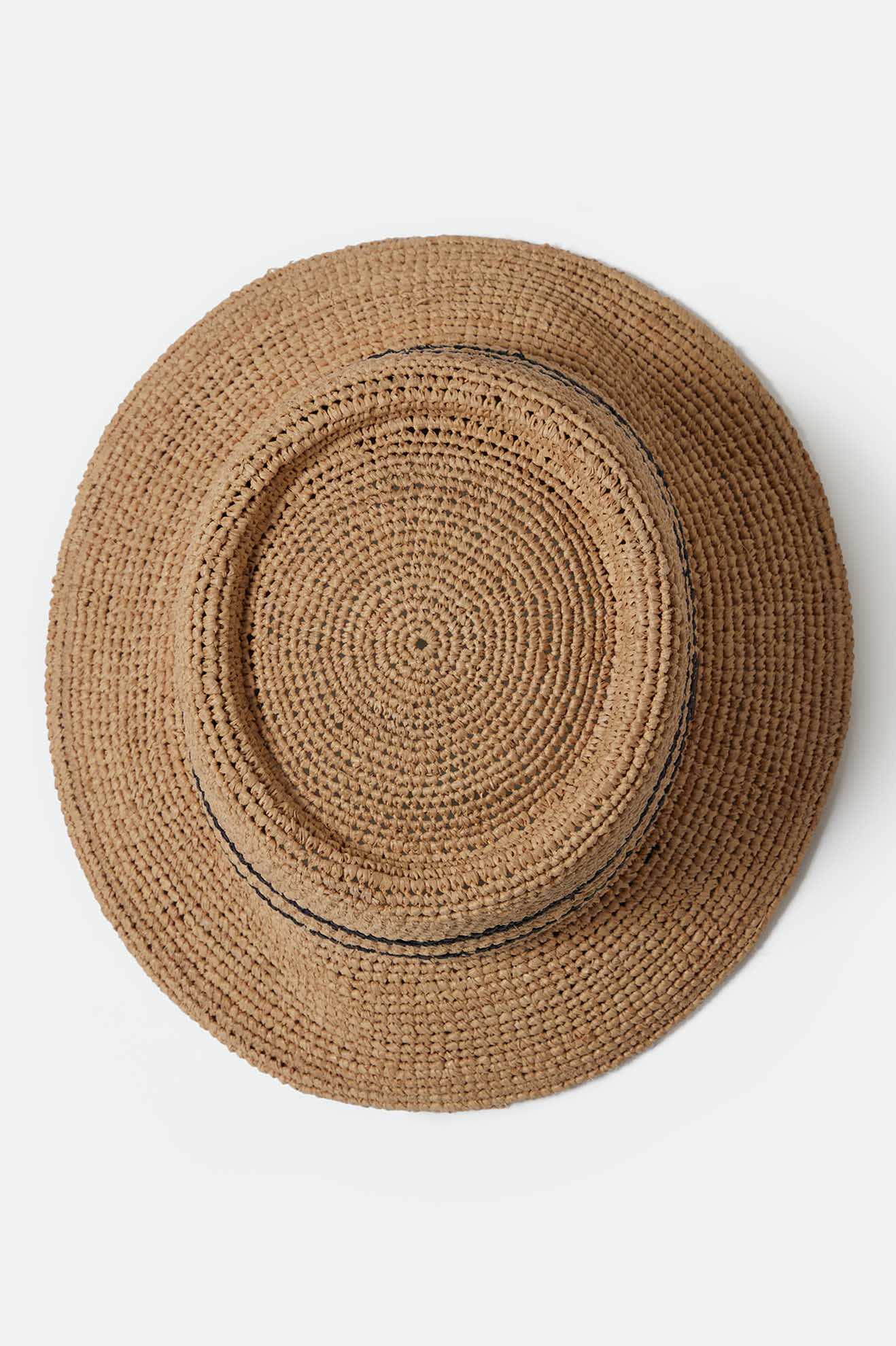 Ellee Straw Bucket Hat - Tan/Black