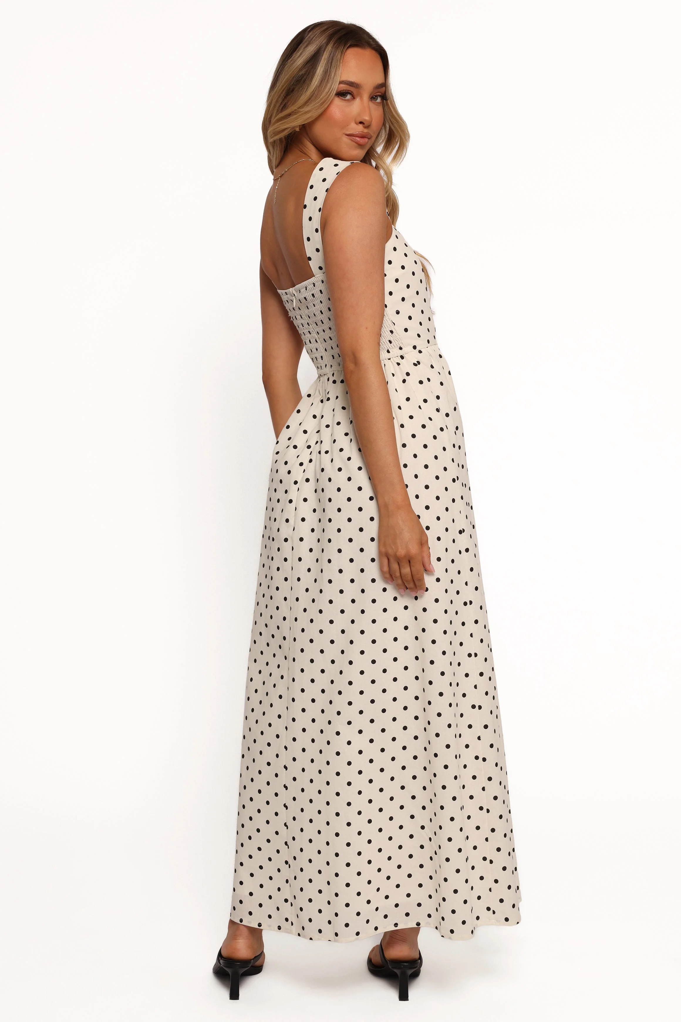 Jenni Maxi Dress - White Polka Dot