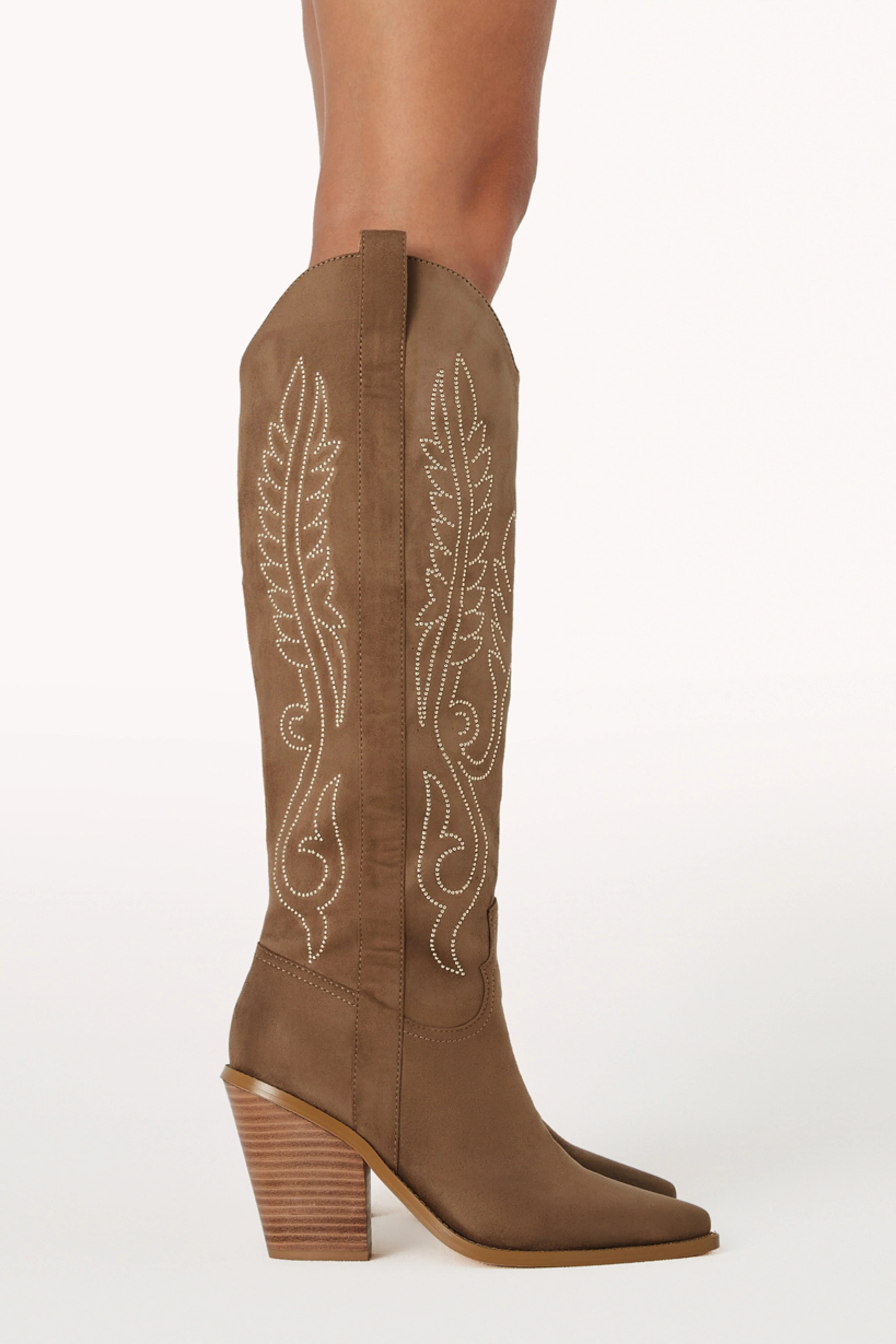 Sally Cowboy Boot - Taupe
