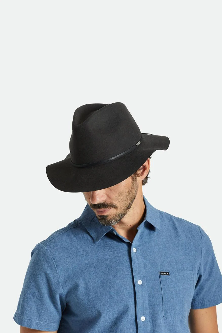 Wesley Packable Fedora - Washed Black