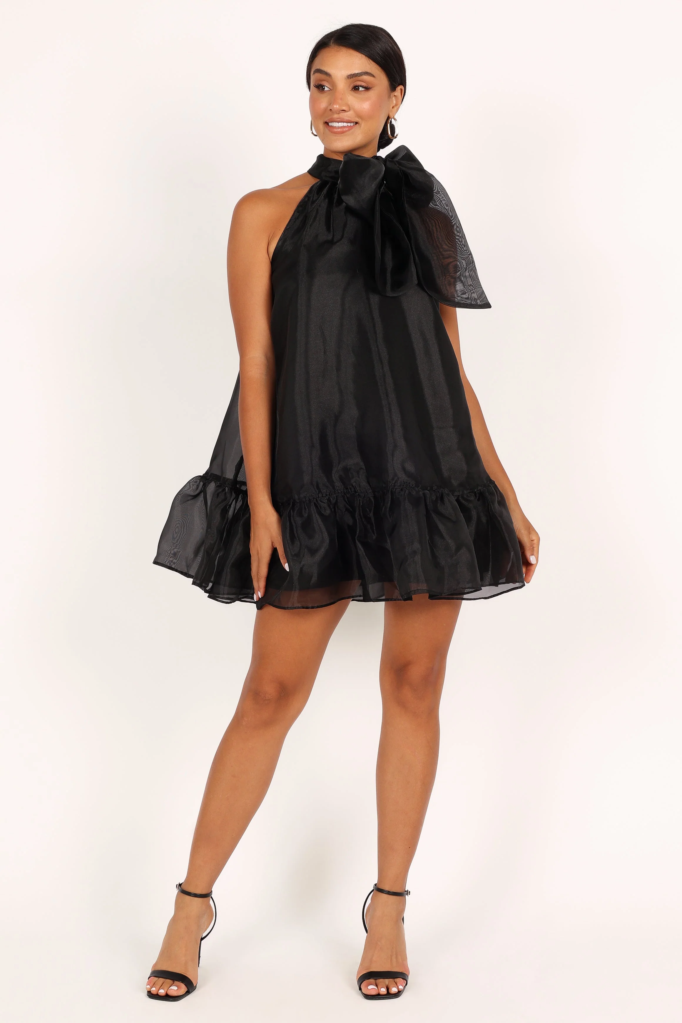 Sophia Bow Mini Dress - Black