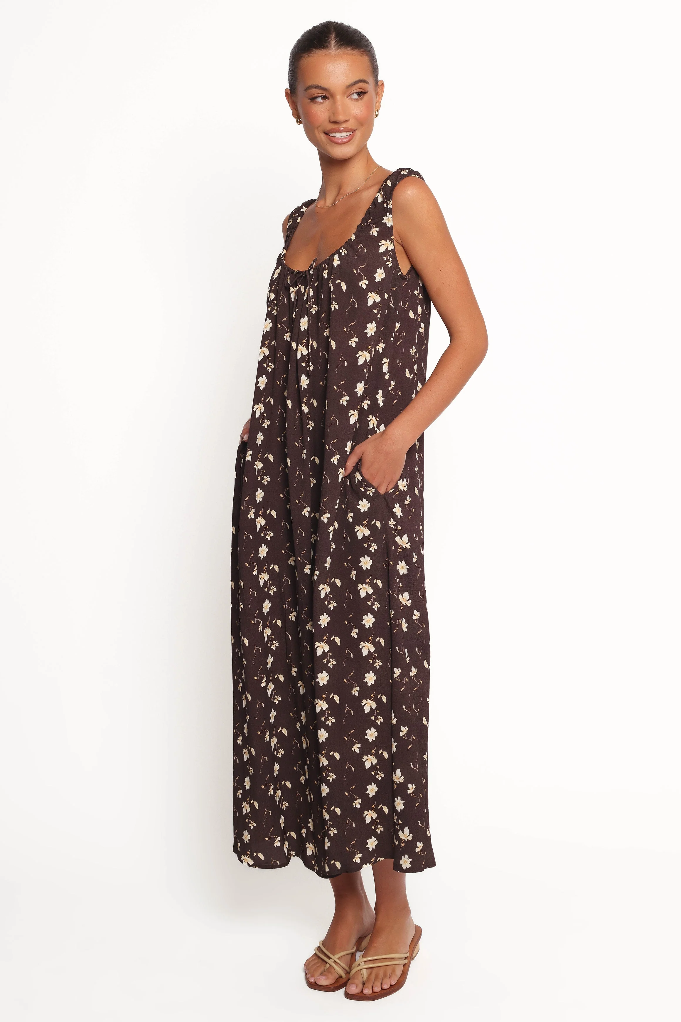 Bowman Maxi Dress - Brown Floral