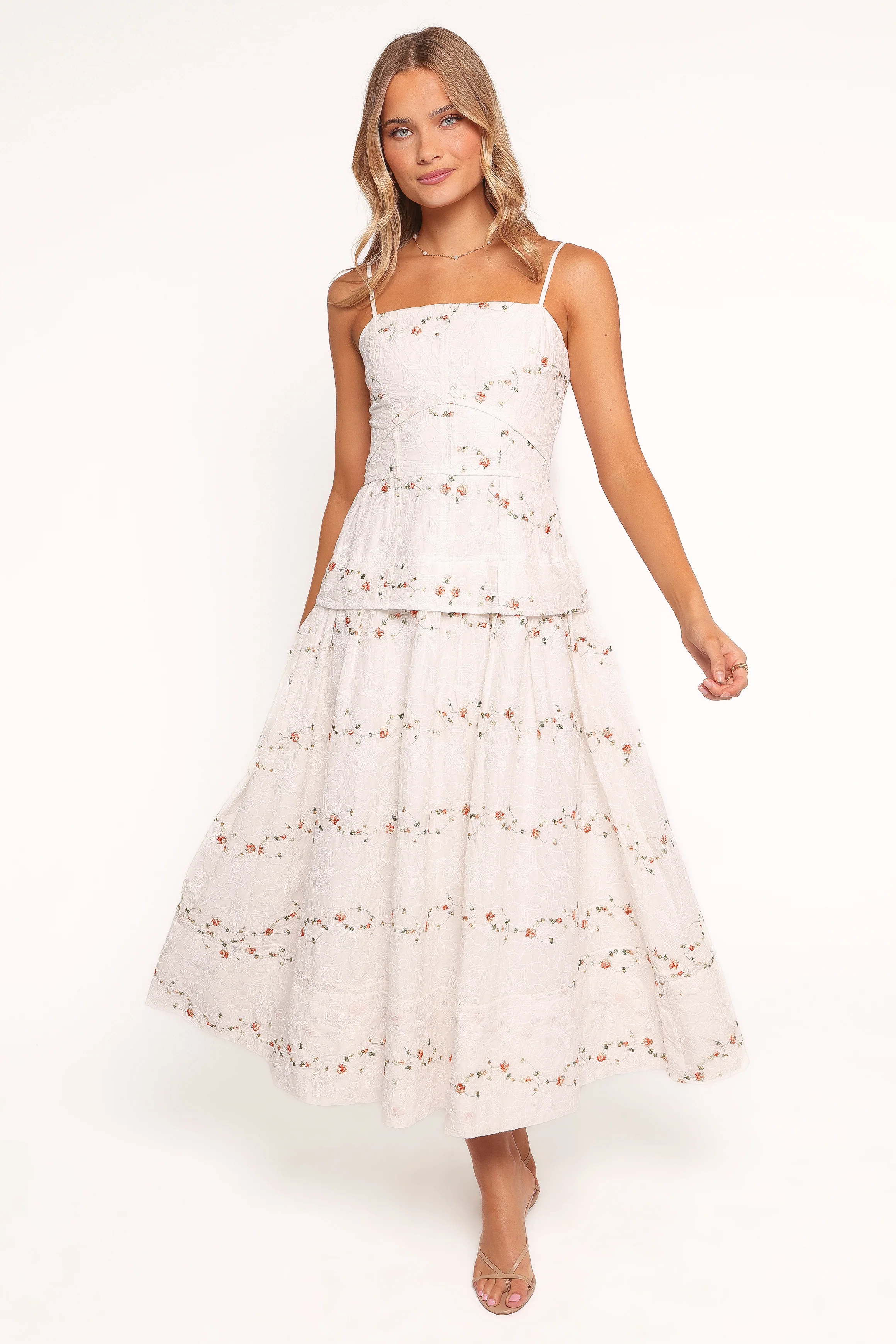 Eleanora Midi Dress - White Floral