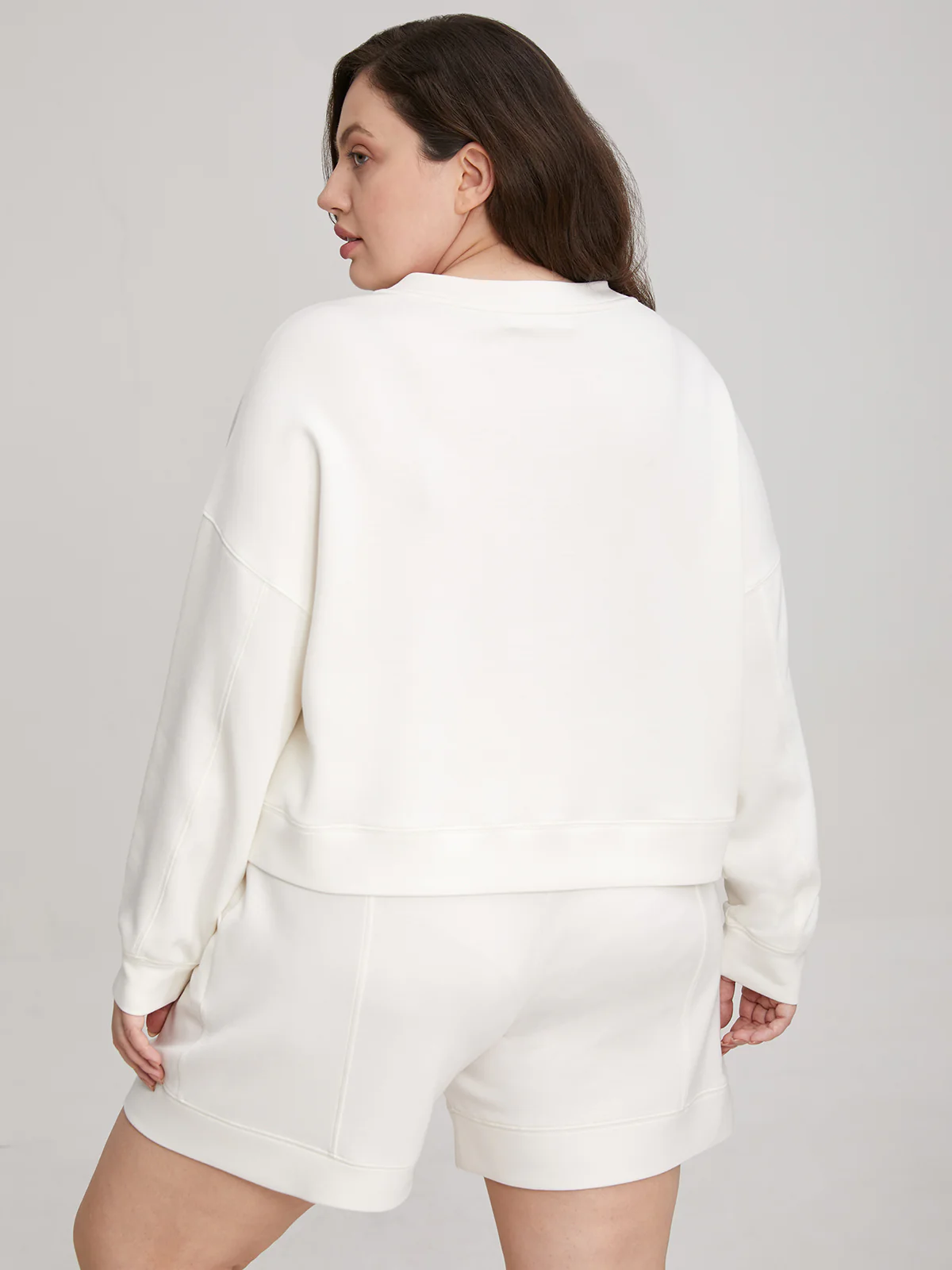 Plus V-Neck Crop Sweatshirt